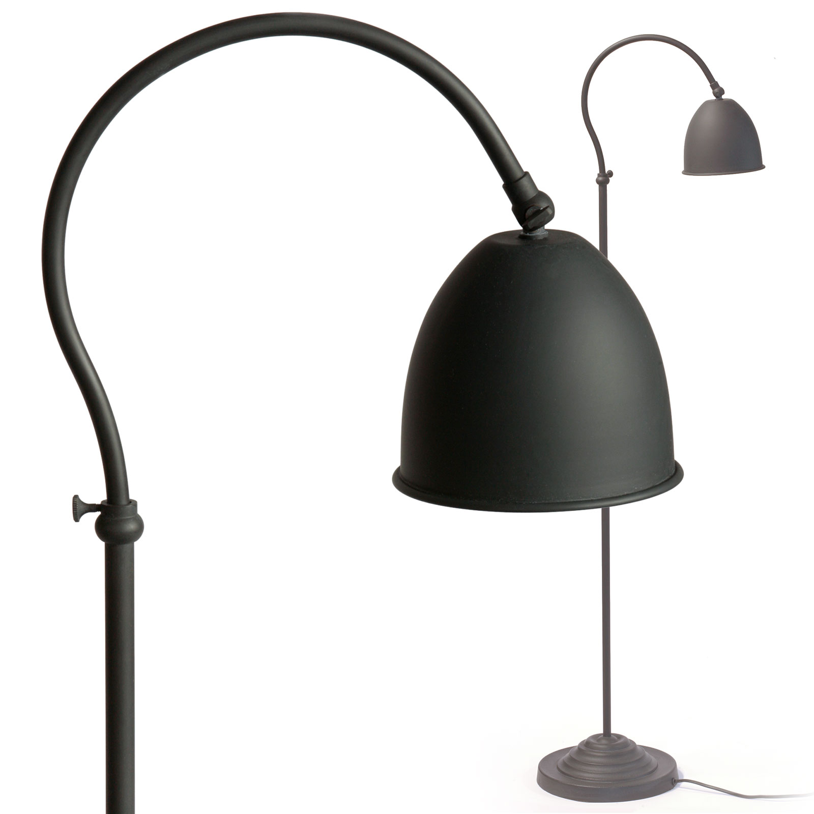 Floor Lamp GARDE With Small Shade on Arched Arm, Anthracite