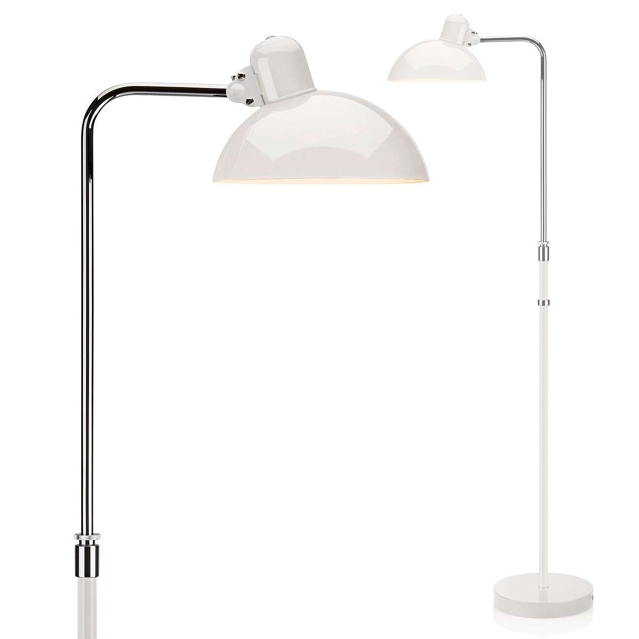 Weiße Bauhaus-Stehlampe 6580-F von Christian Dell, ideale Leselampe