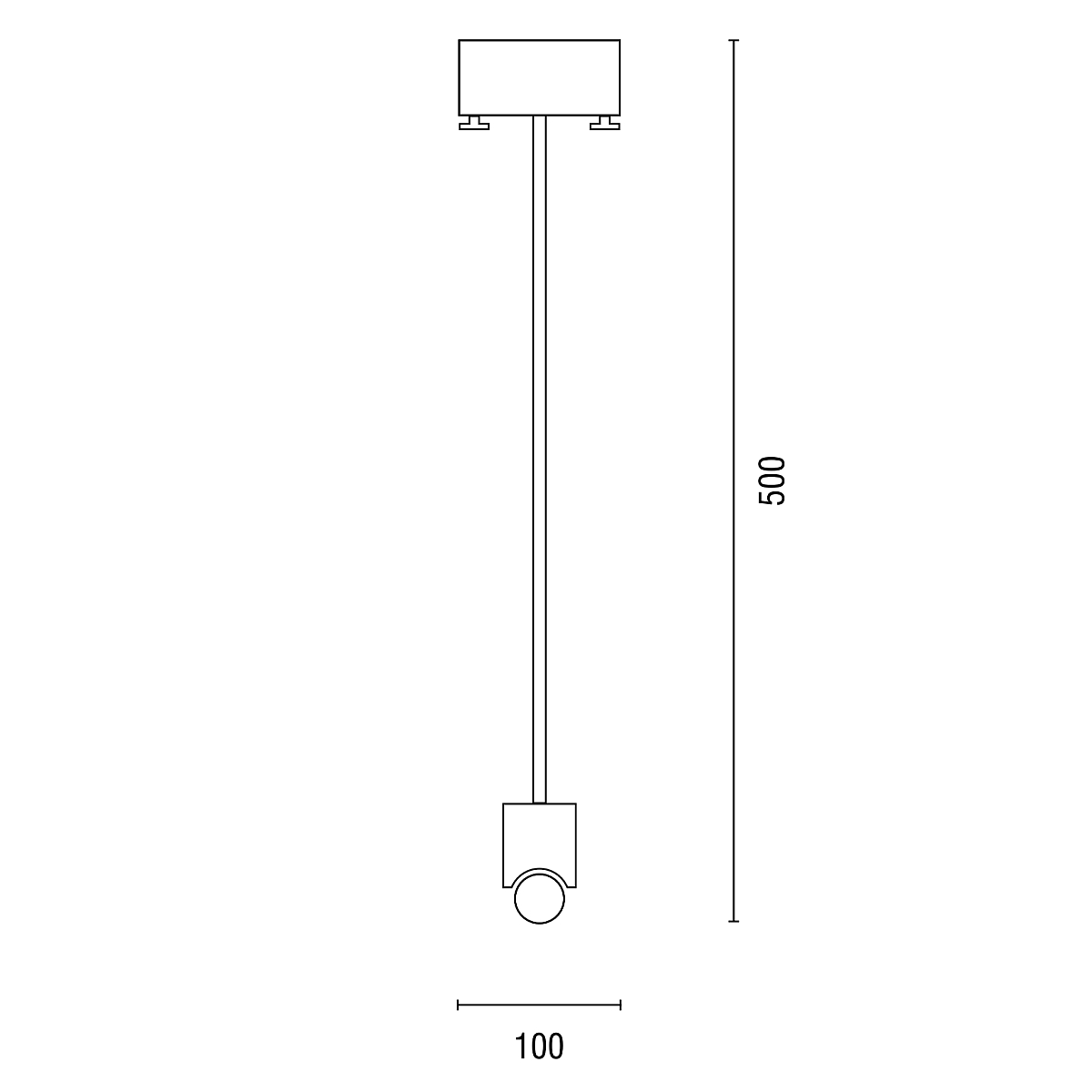 BAR 500 Rohr-Pendelleuchte für Linienlampe 30/50 cm: Abmessungen der Leuchte