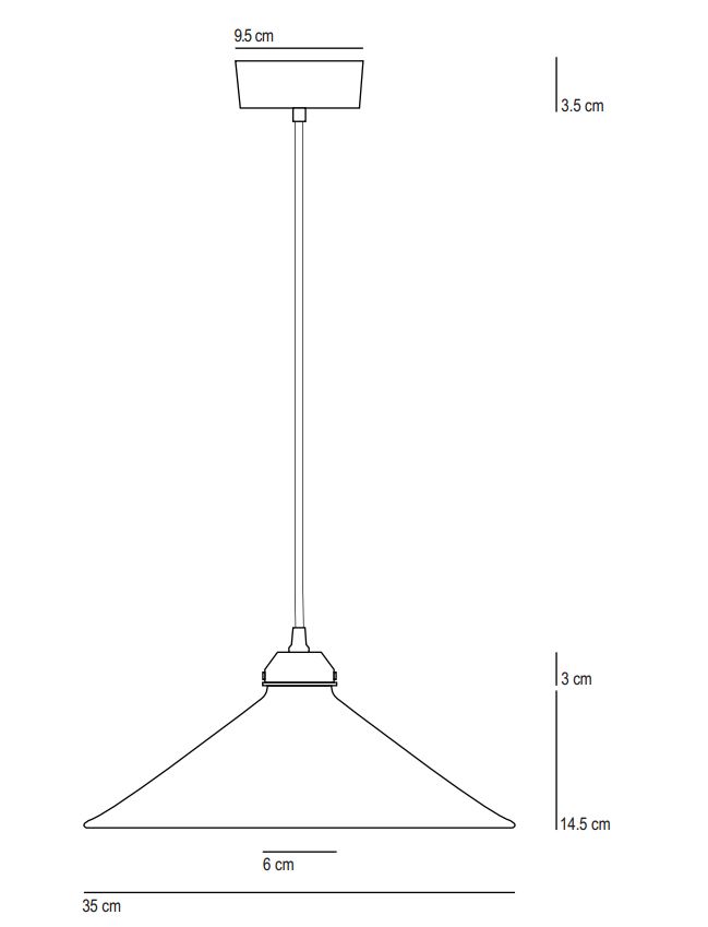 Tisch-Pendelleuchte mit Kegelschirm aus Porzellan COBB: Ausführung ohne Zugpendel, Standard-Abhängung 150 cm