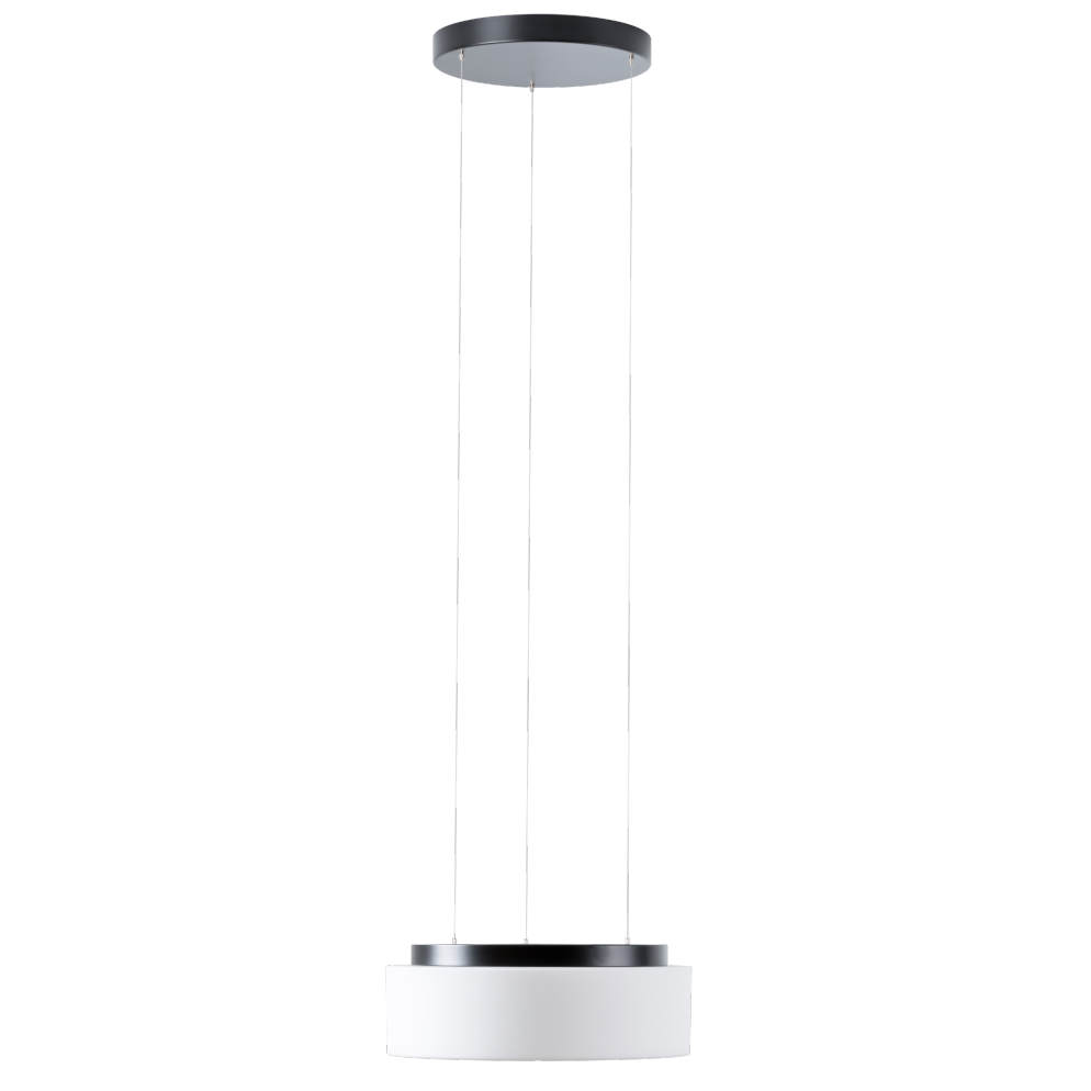 Große LED-Hängeleuchte ERIK mit rundem Opalglasschirm, Ø bis 54 cm: Größe S (Ø 34 cm), schwarze Ausführung