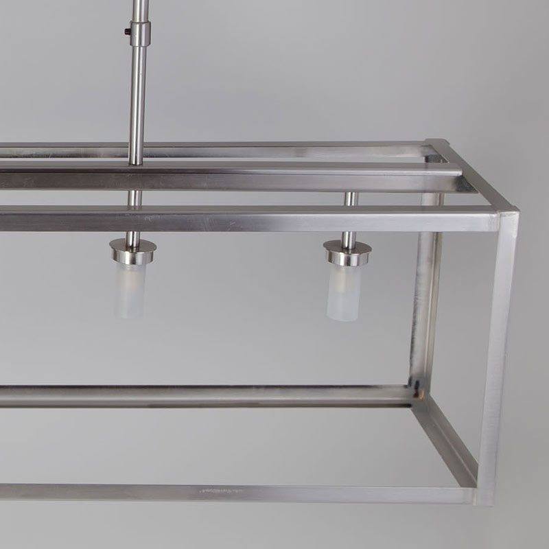 Bild 3: Nickel satiniert Langer Kasten-Leuchter aus Messing, z.B. für die Kücheninsel: Nickel satiniert