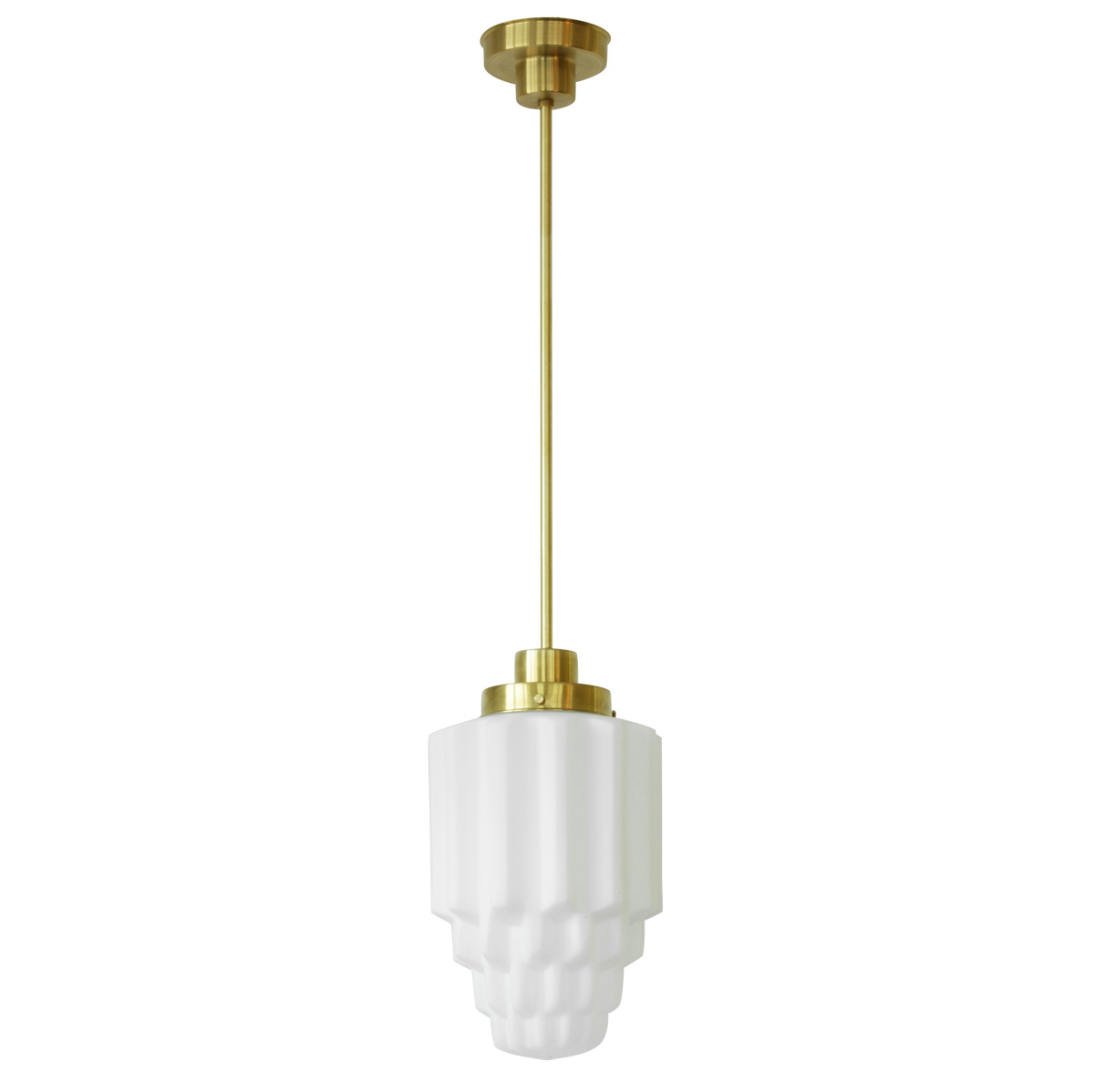 Rod pendant light with matte opal ice crystal glass