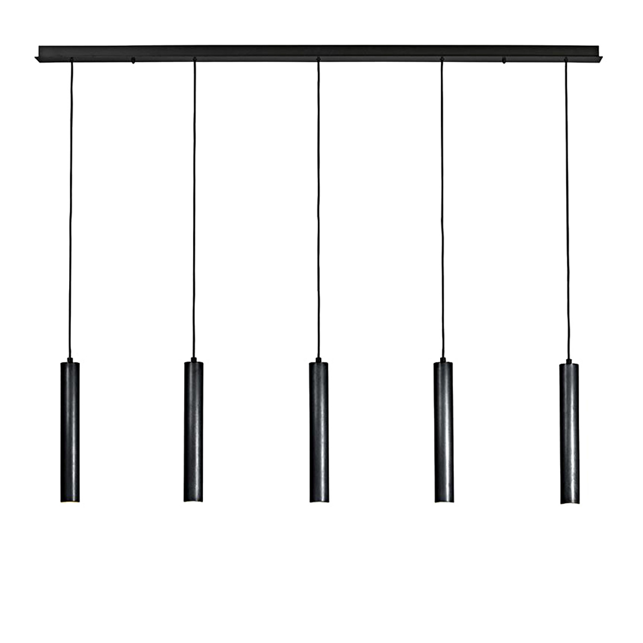 Bild 3: Messing dunkel patiniert Gruppe aus 5 Röhren-Pendelleuchten TOBINO, Kupfer oder Messing: Messing dunkel patiniert