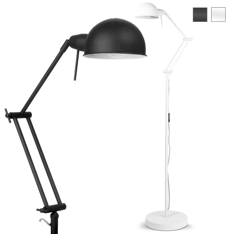 Gelenk-Stehlampe, schwarz: Die Gelenkstehlampe gibt es in schwarz oder weiß matt pulverbeschichtet