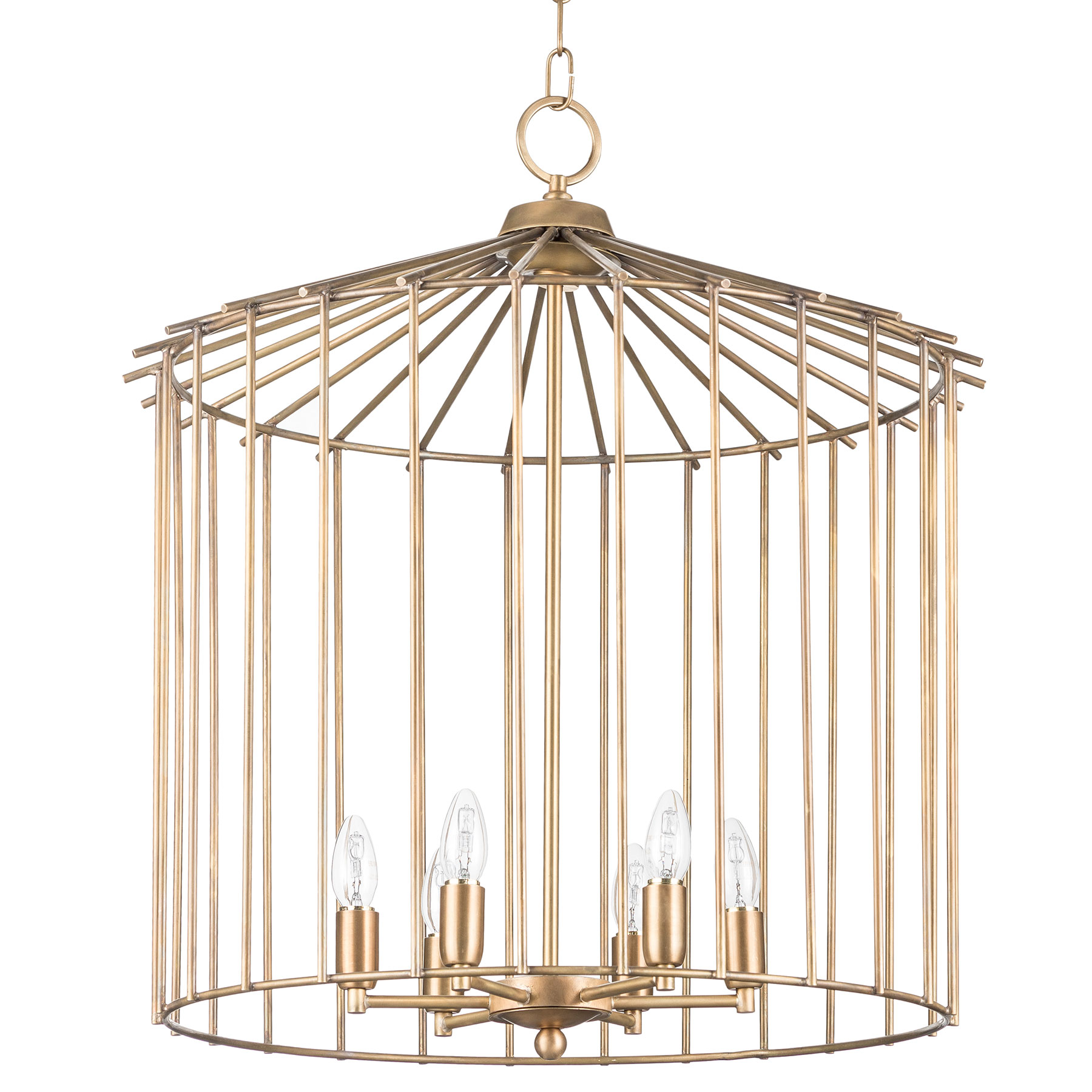 Exclusive „Cage“ chandelier, handmade of brass in Italy