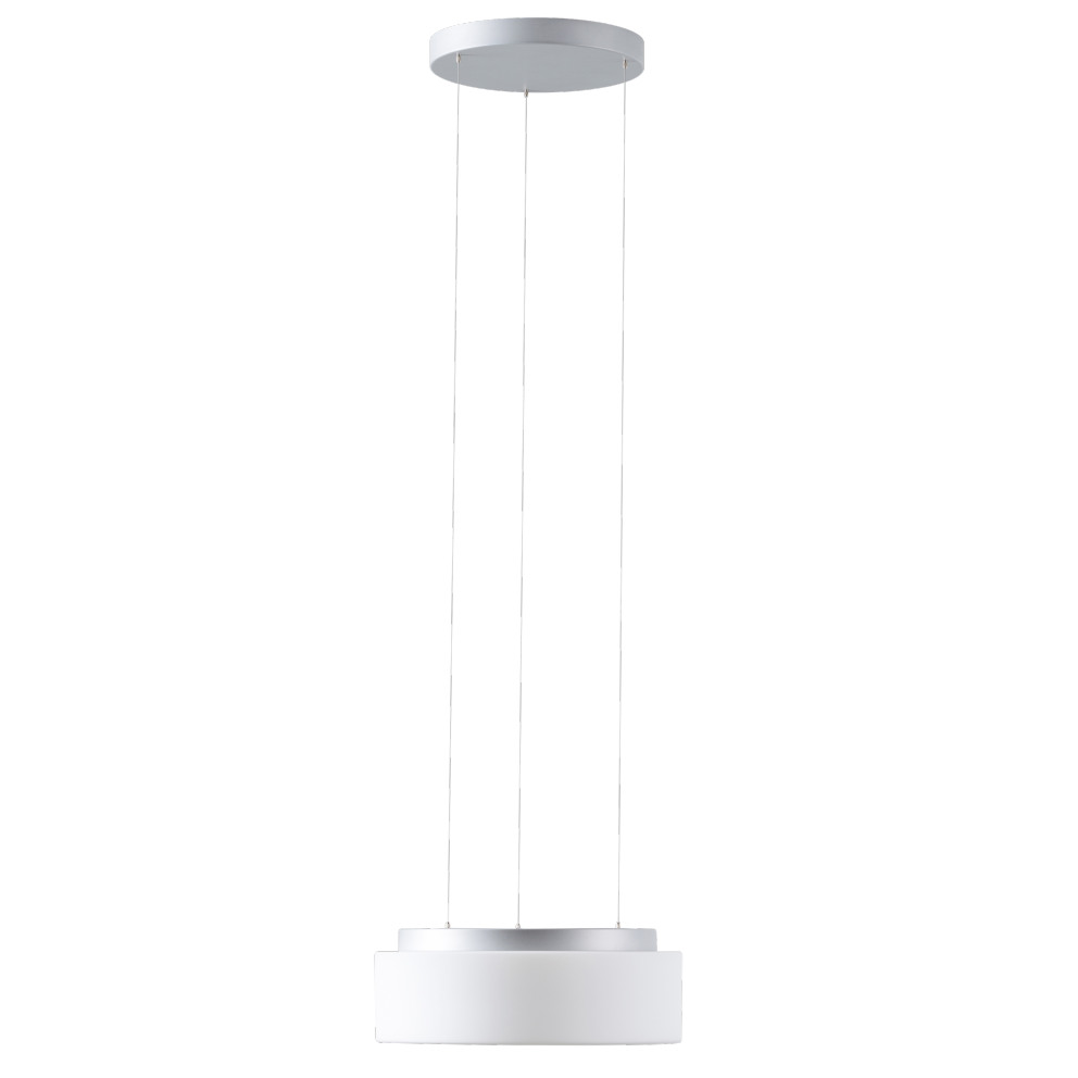 Große LED-Hängeleuchte ERIK mit rundem Opalglasschirm, Ø bis 54 cm: Größe S (Ø 34 cm), silberne Ausführung