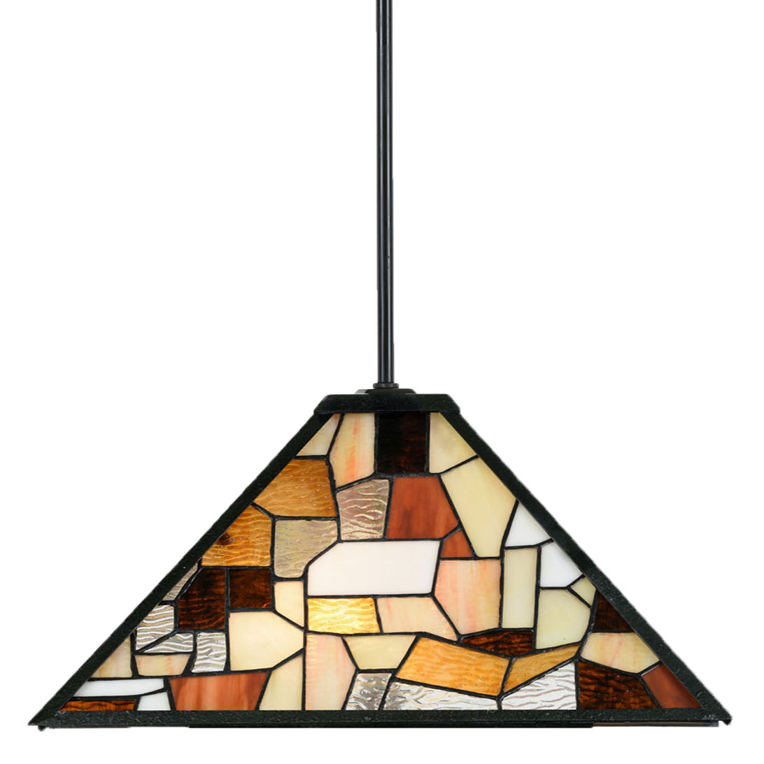 Suspension light with Tiffany glass shade