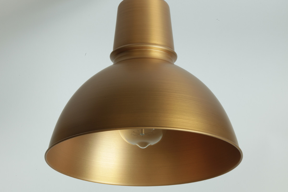 Bild 11: Sondermodell in Kupfer matt lackiert, (Ø 250 mm) KÖLN Fabrik-Hängeleuchte mit Halbkugel-Blechschirm: Sondermodell in Kupfer matt lackiert, (Ø 250 mm)