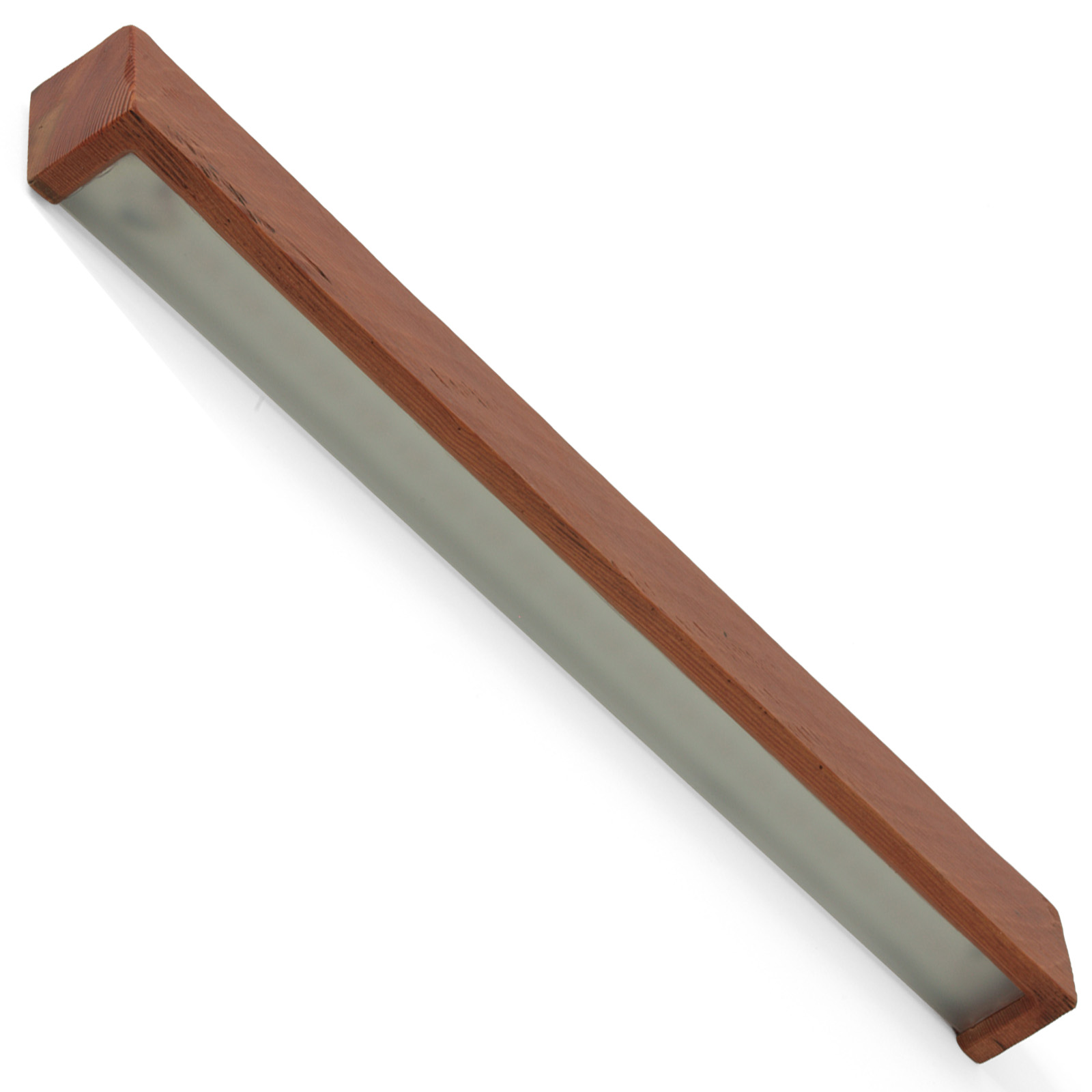 Long up & down-wall light, solid wood beam (width 61 cm): Das Modell in Lärche antik 2L mit LED 3000 K (Warmton)
