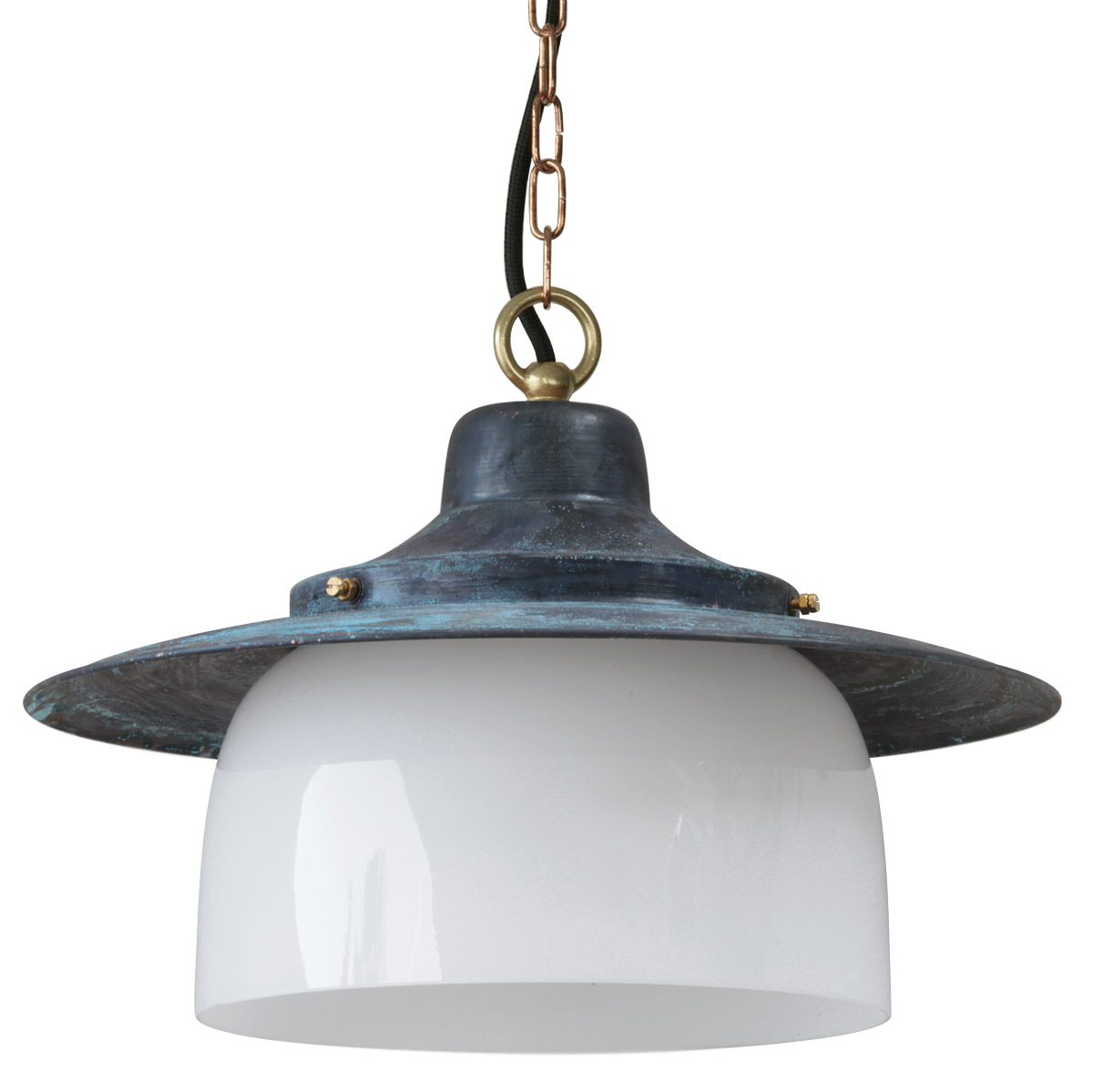 HANNOVER Kupfer: Industriedesign-Hängeleuchte mit Glasring HANNOVER Kupfer: Industriedesign-Hängeleuchte mit Glasring