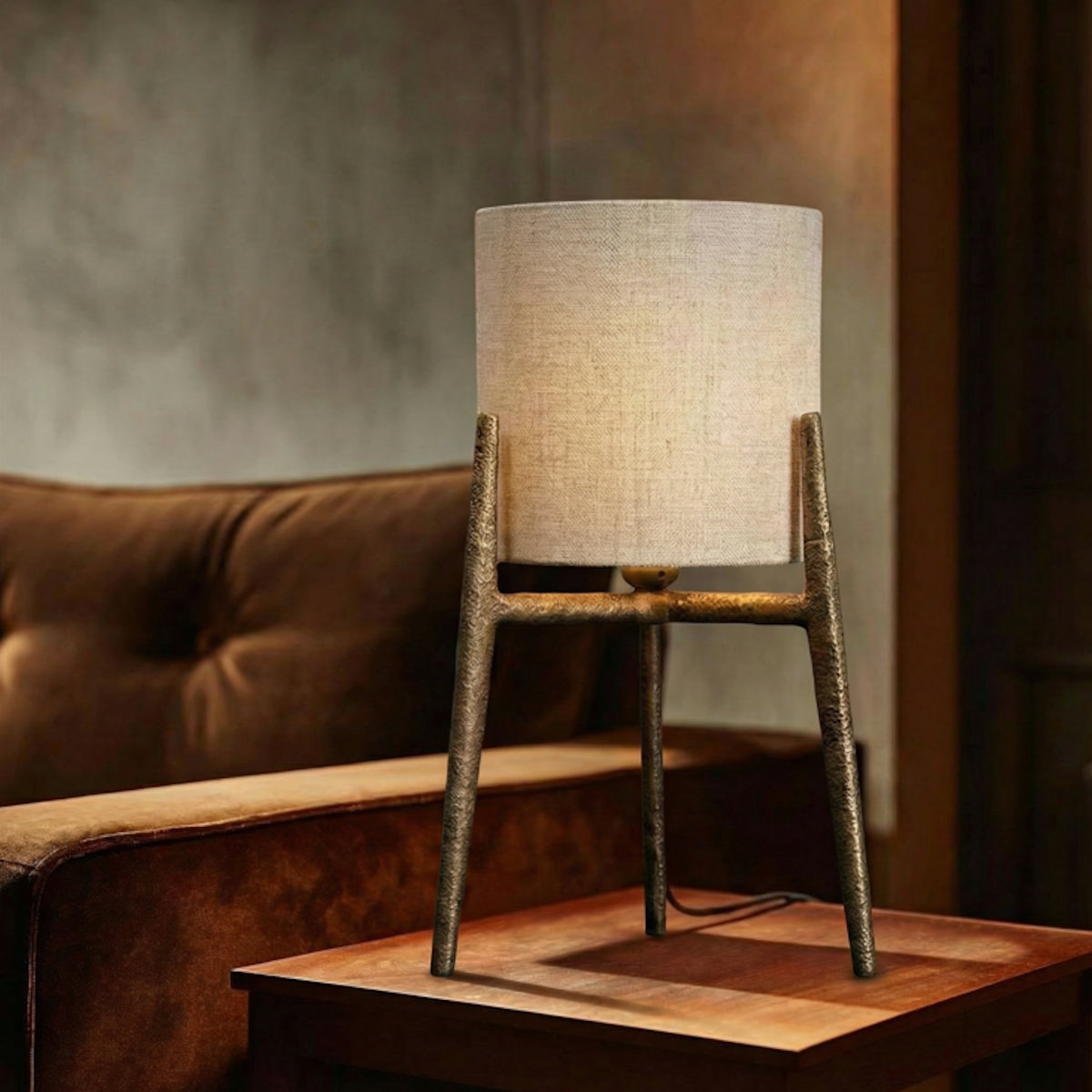 Small Tripod Table Light LAGO with Bronze Patina