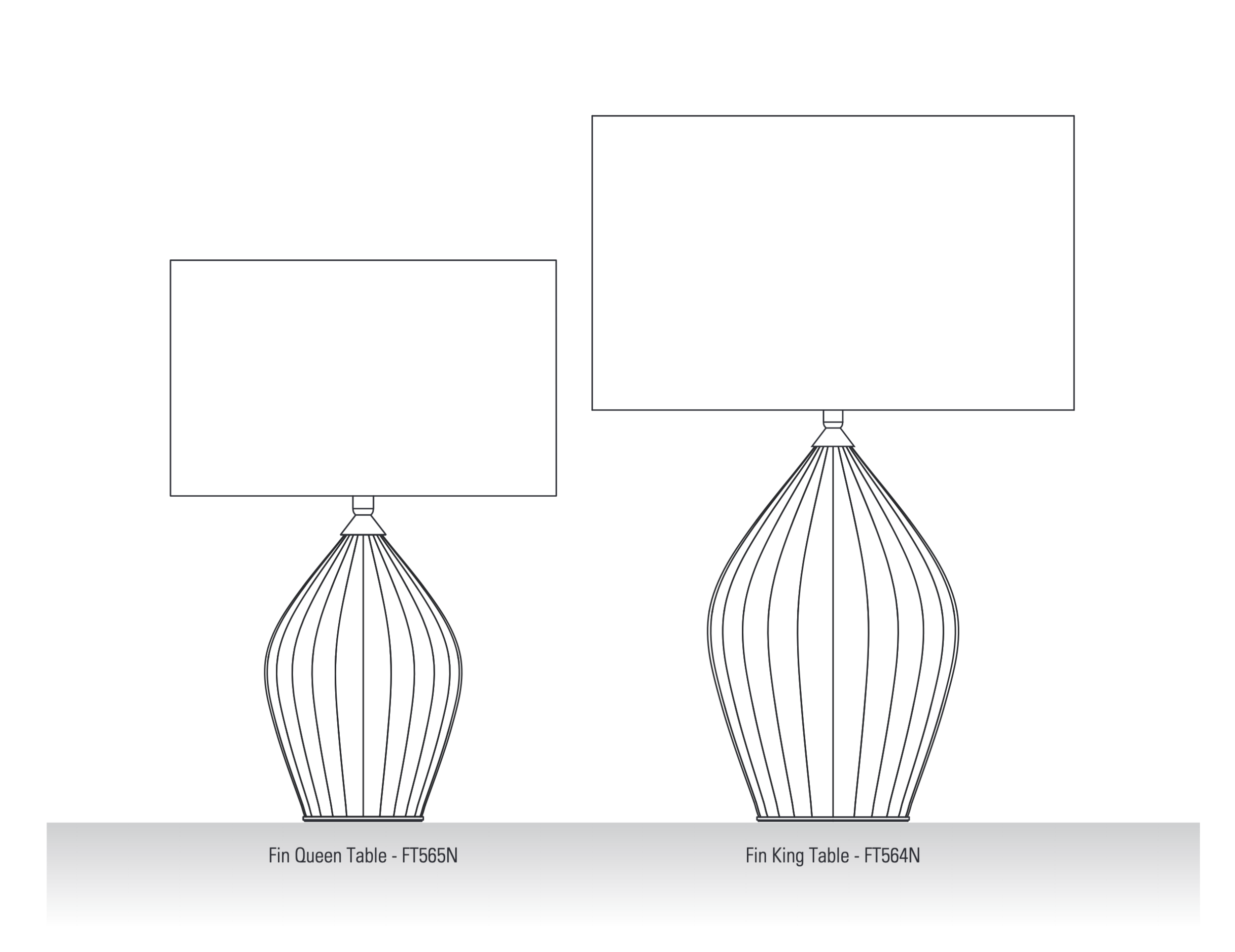 Bild 13: Die beiden Modelle im Größenvergleich Raffinierte Tischleuchte aus Porzellan FIN QUEEN / KING: Die beiden Modelle im Größenvergleich