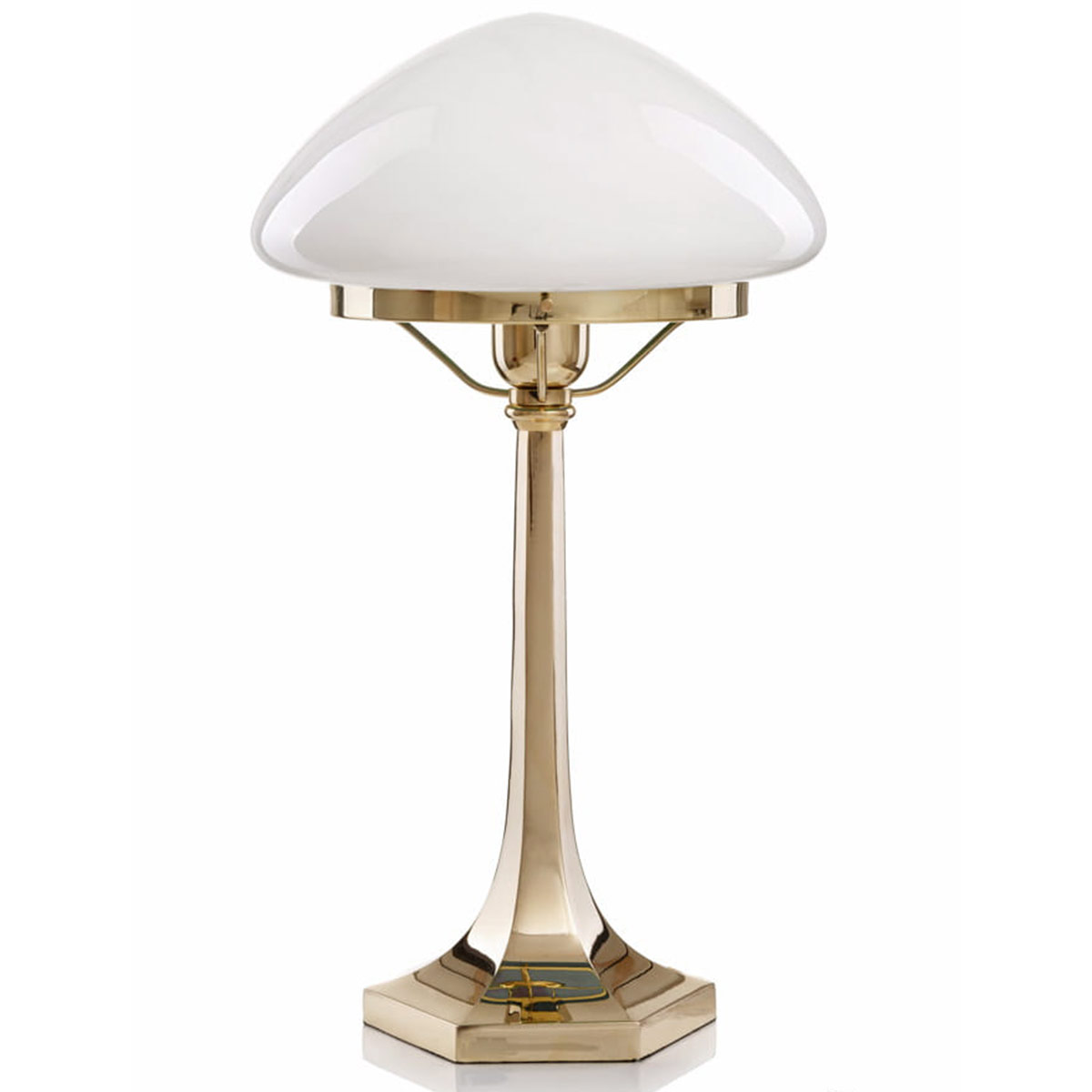 Tall Art Nouveau Table Lamp With Hexagonal Base, Glass in White or Green