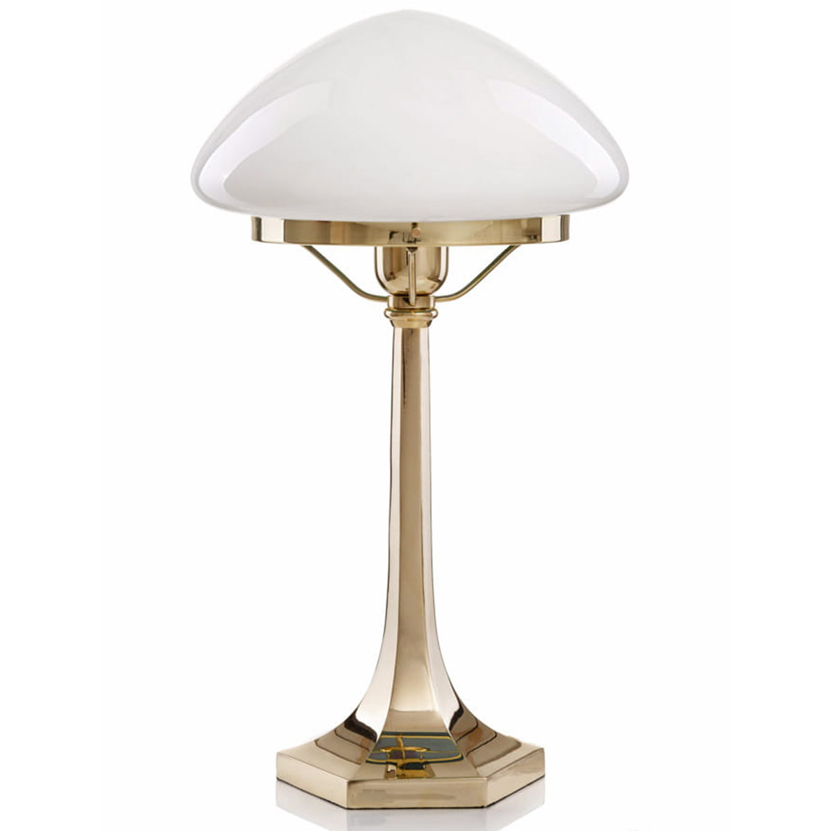 Tall Art Nouveau Table Lamp With Hexagonal Base, Glass in White or Green Tall Art Nouveau Table Lamp With Hexagonal Base, Glass in White or Green