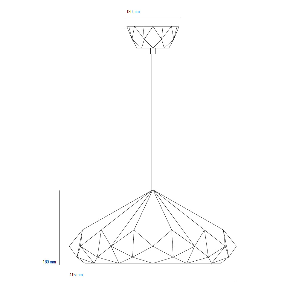 Bild 11: Die Abmessungen der Porzellan-Hängeleuchte HATTON, Modell 4 Große Facetten-Hängeleuchten aus Porzellan HATTON 4 & 5: Die Abmessungen der Porzellan-Hängeleuchte HATTON, Modell 4