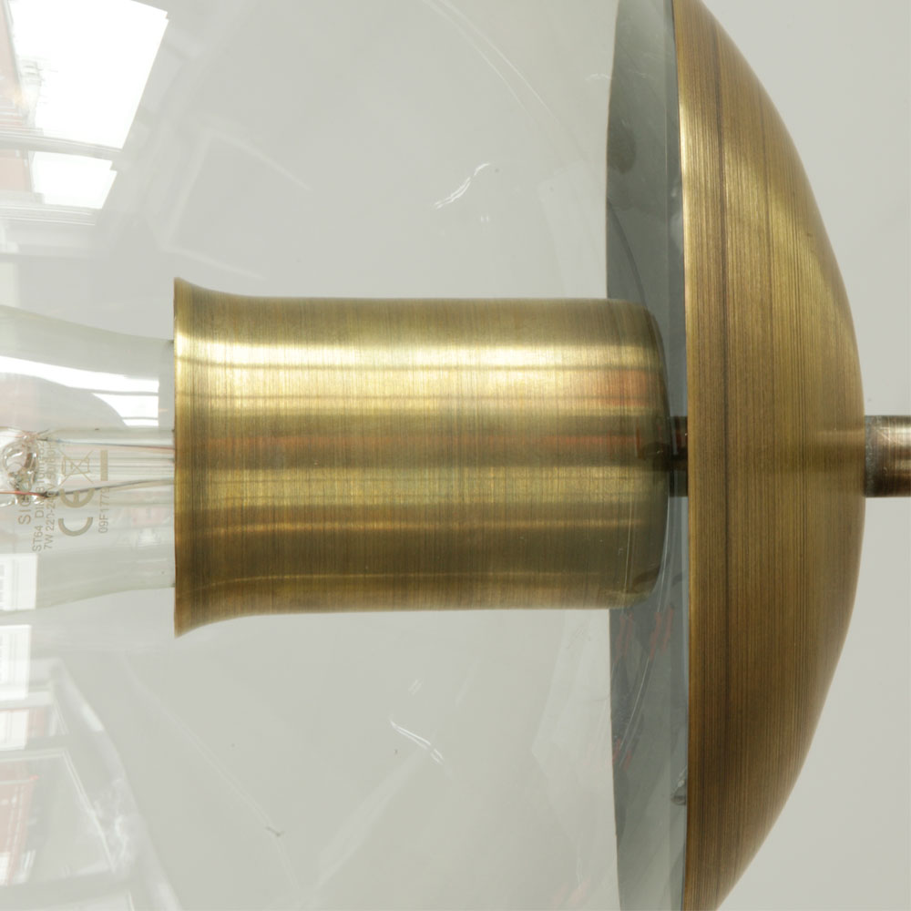 Bild 4: Klares Glas, Alt-Messing 6-armiger Glaskugel-Deckenleuchter, farbig oder klar Ø 85 cm: Klares Glas, Alt-Messing