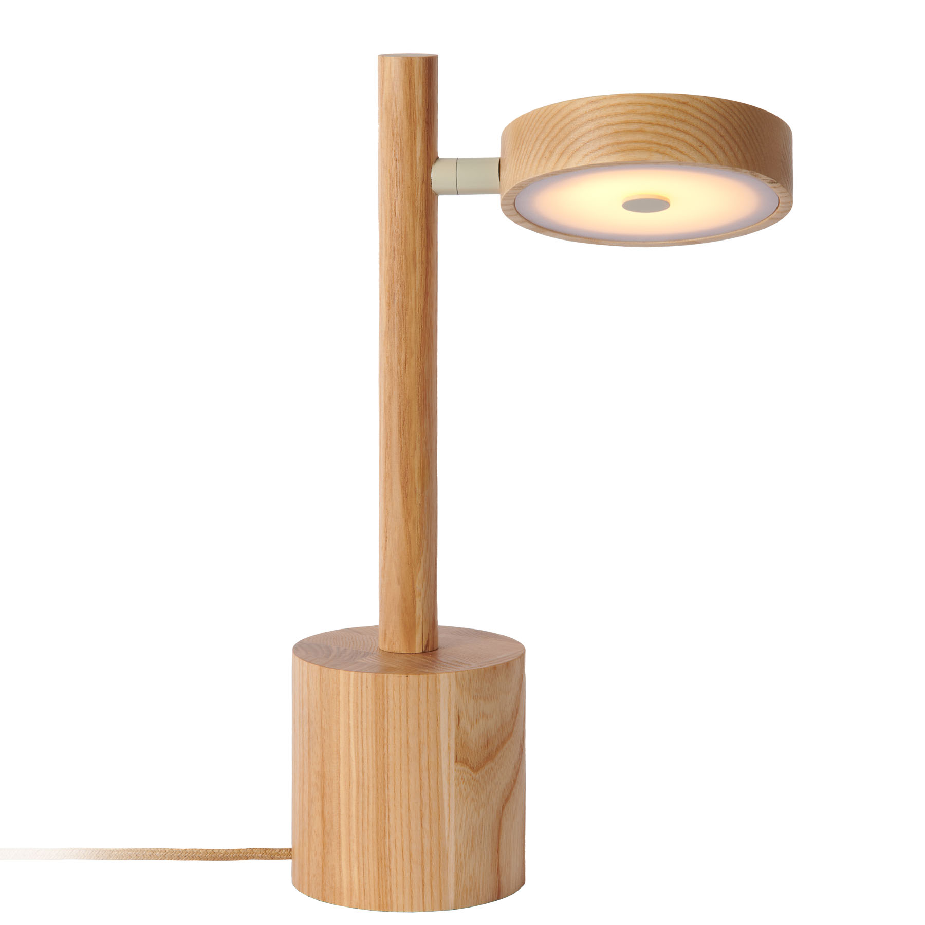 Minimalistische Tischleuchte aus Holz mit LED-Modul