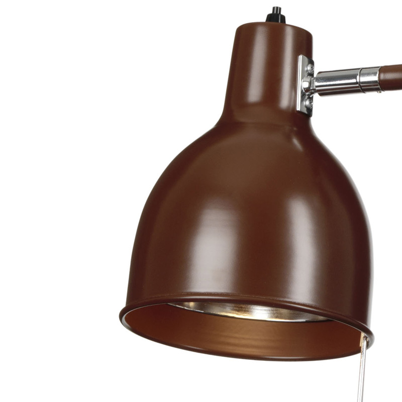 Verstellbare Werkstatt-Wandlampe aus Schweden PJ71: Kastanienbraun / dunkelrot