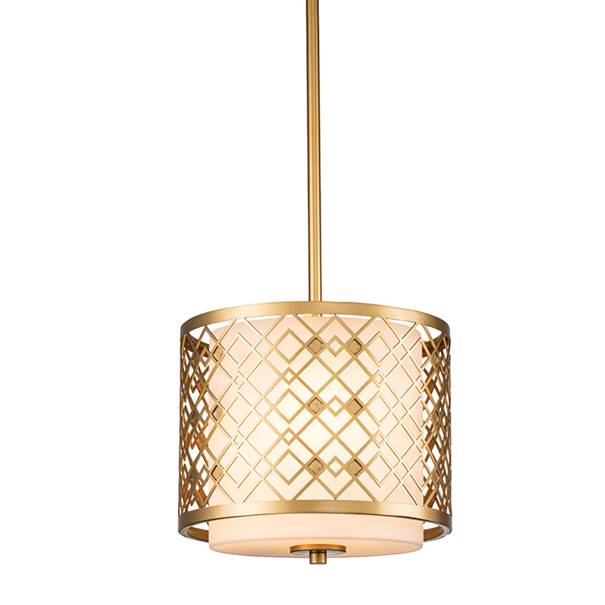 Kleine Dekor-Hängeleuchte in Gold oder Silber und Opalglas