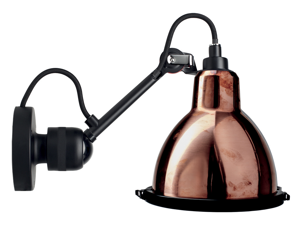 Bild 3: Mit Schirm aus rohem Kupfer Badezimmer-Wandlampe N° 304 mit Kugelgelenk: Mit Schirm aus rohem Kupfer