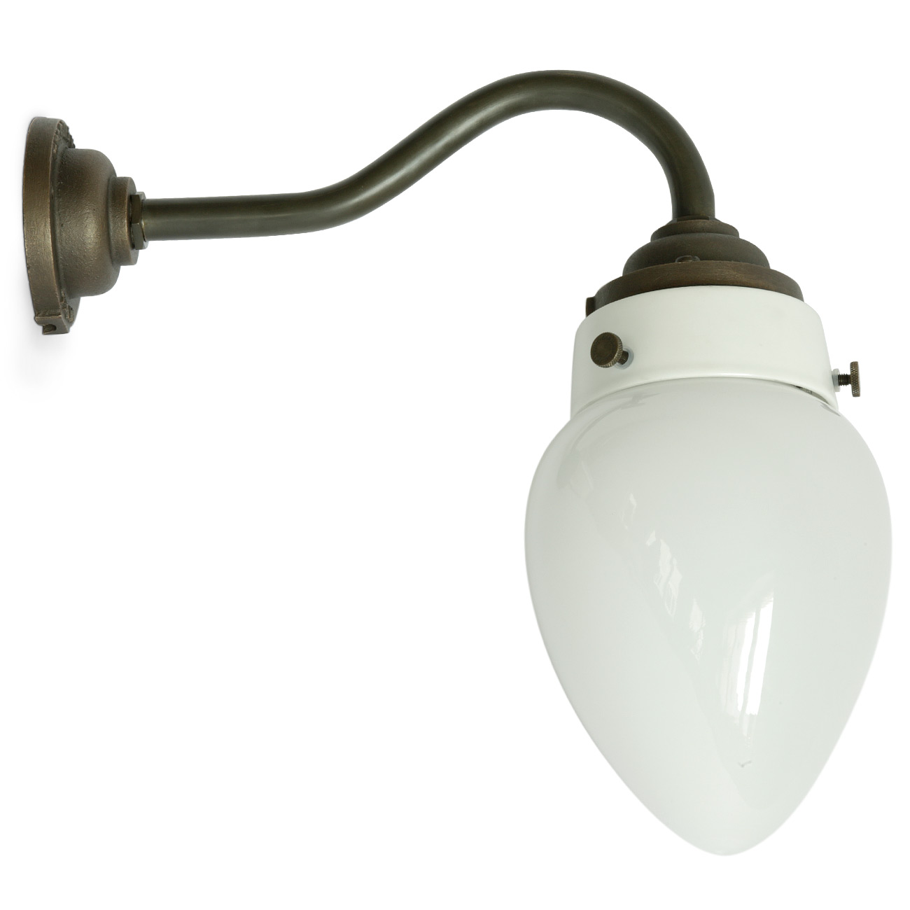 PINE wall light with IP44: opal glass spigot, ceramic, cast brass