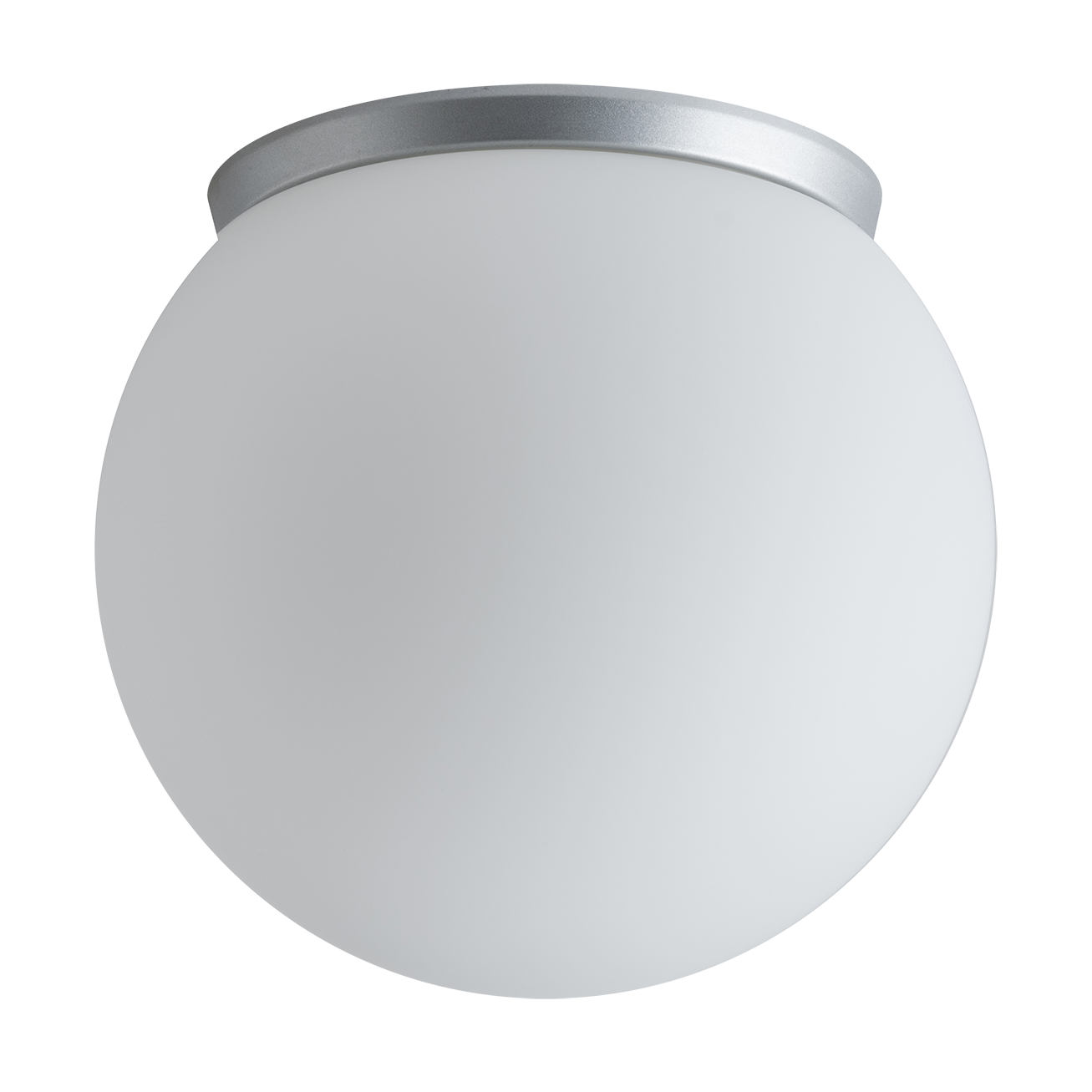 Schlichte LED-Deckenleuchte mit Kugel-Opalglas SPHERA, IP65, Ø 20–40 cm: Ø 20 cm, silbermatt