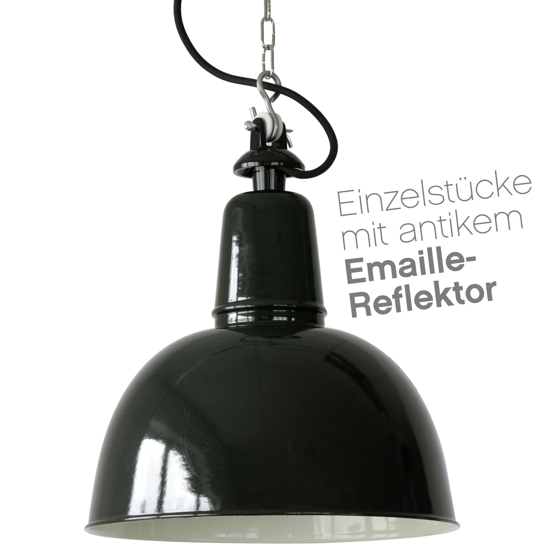 Unique pieces with antique enamel shades: Pendant lamp KÖLN 300 mm