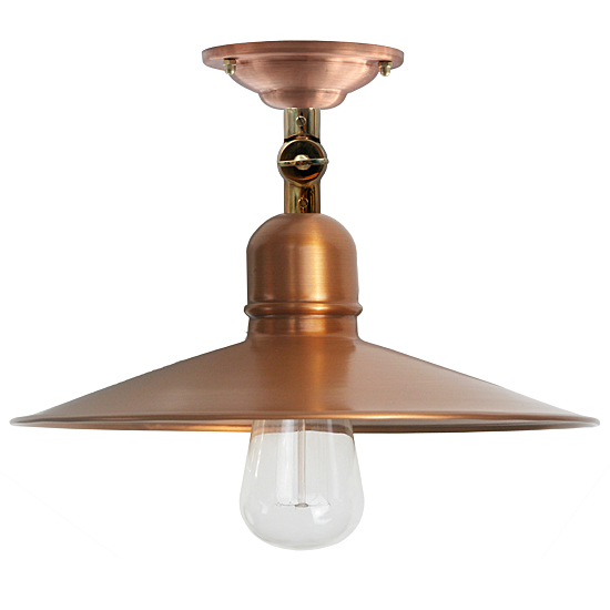 Bild 6: Ausführung mit gewellter Nostalgie-Rosette in Kupfer roh Kupfer-Deckenleuchte BINGEN mit Gelenk Ø 16-40 cm: Ausführung mit gewellter Nostalgie-Rosette in Kupfer roh