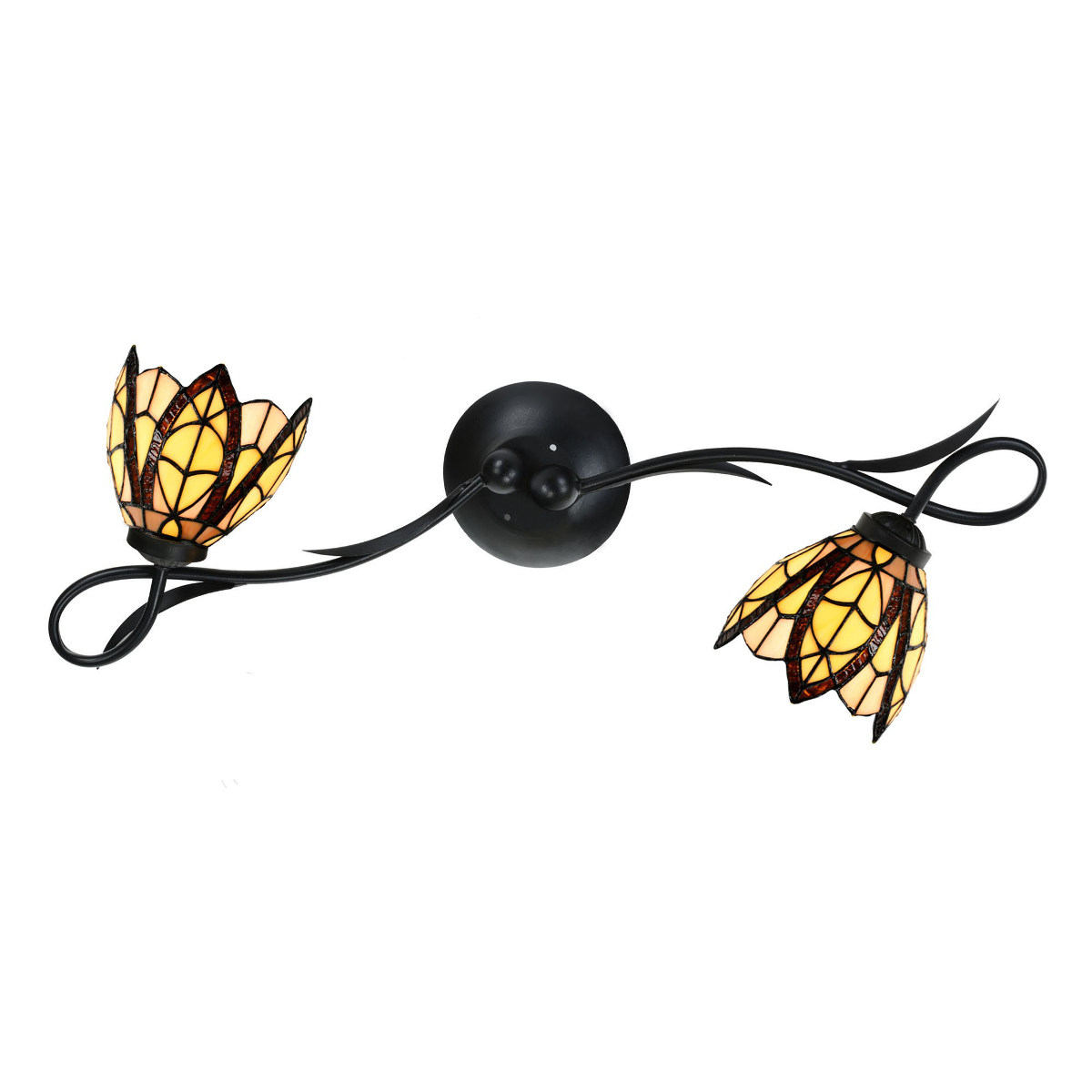 Wandleuchte mit zwei Blütenschirmen aus Tiffanyglas Wandleuchte mit zwei Blütenschirmen aus Tiffanyglas
