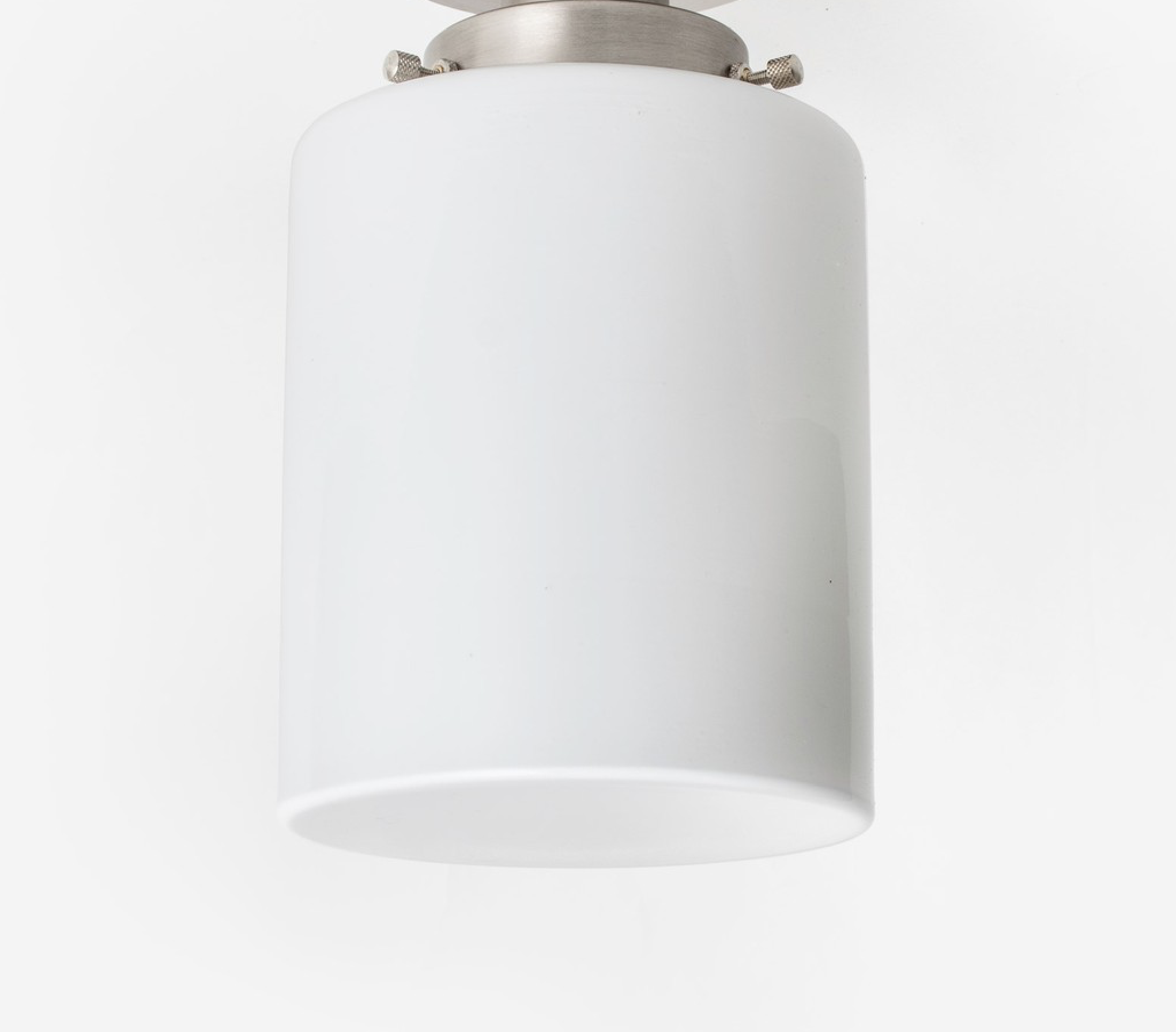 Pendelleuchte mit weißem Opalglas-Zylinder und Messingteilen, Bild 3