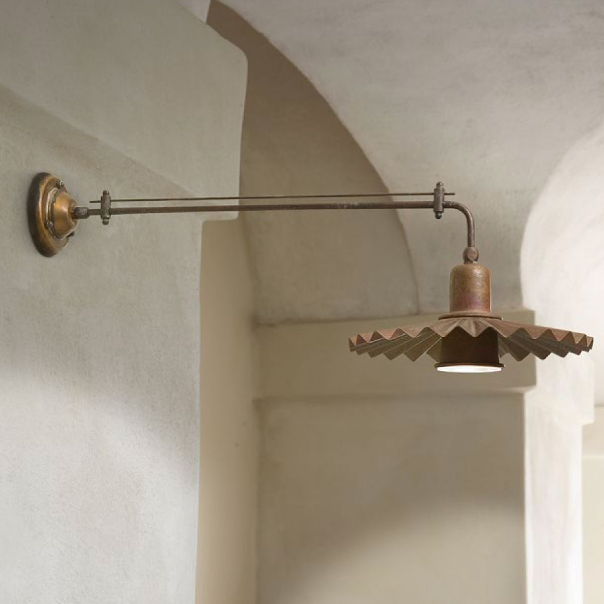 Rustic, Mediterranean Wall Sconce with Copper Shade CIVETTA