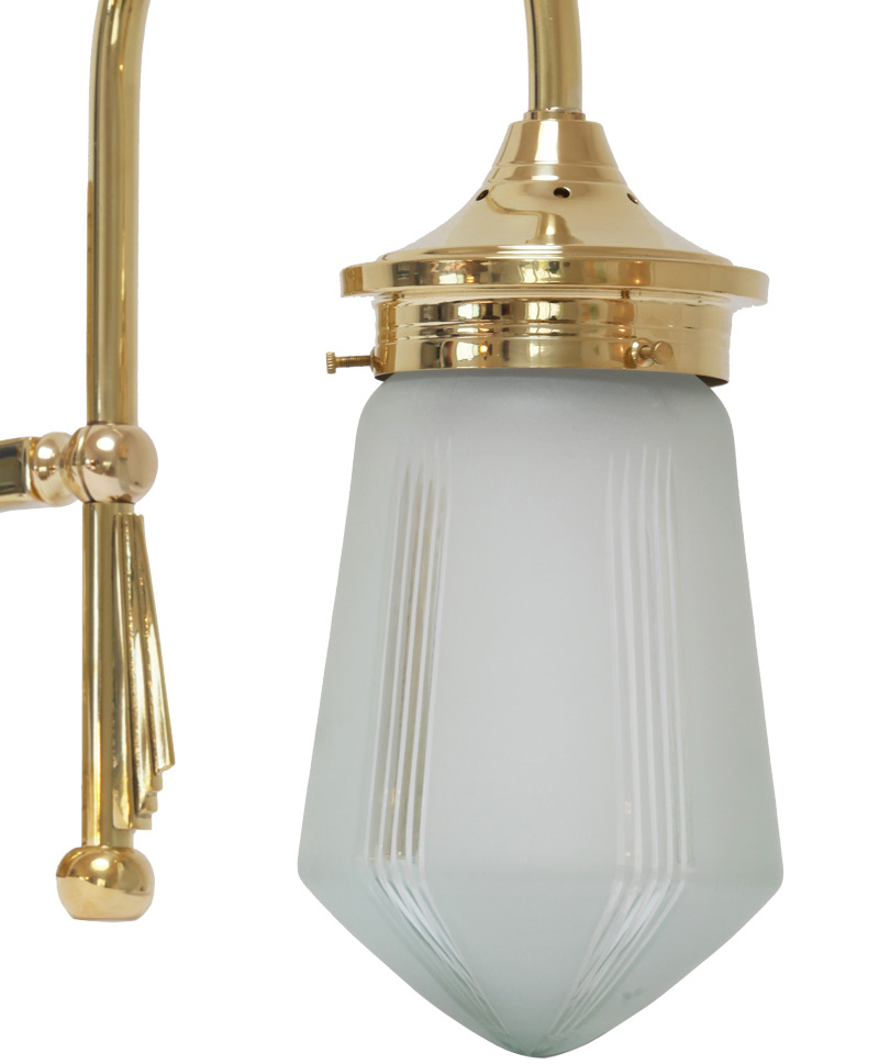 Bild 5: Details des einarmigen Schwestermodells, Messing poliert Zweiflammige Art Déco-Applique ALTO ADIGE II: Details des einarmigen Schwestermodells, Messing poliert