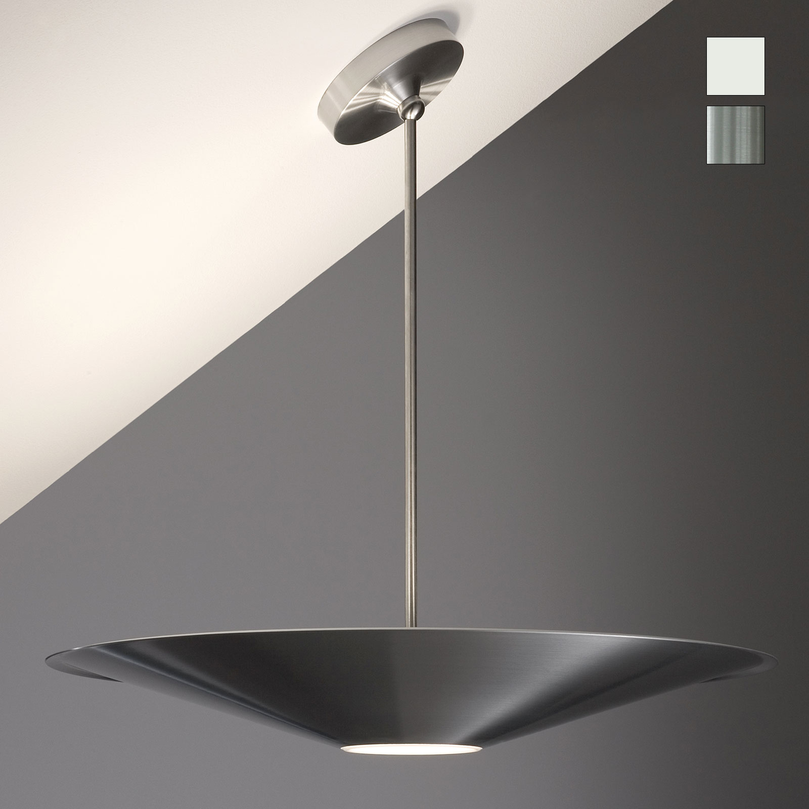 Large designer pendant UPLIGHT, also for sloped ceilings