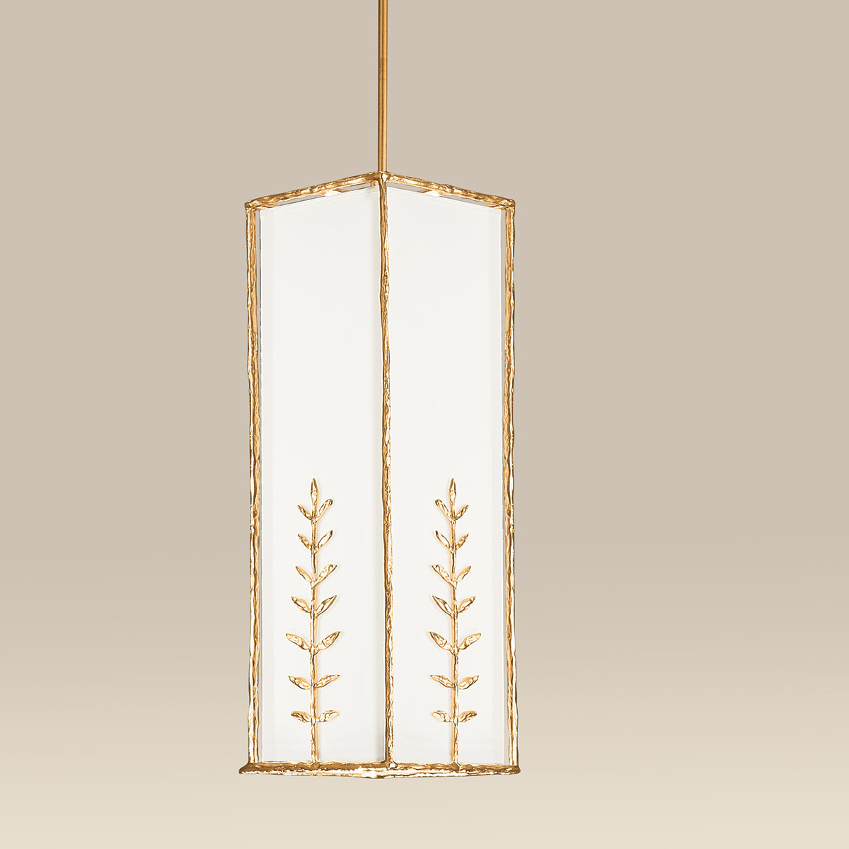 Stab-Pendelleuchte SOPHIA CARRÉ GRANDE aus Bronze mit Textilschirm Stab-Pendelleuchte SOPHIA CARRÉ GRANDE aus Bronze mit Textilschirm
