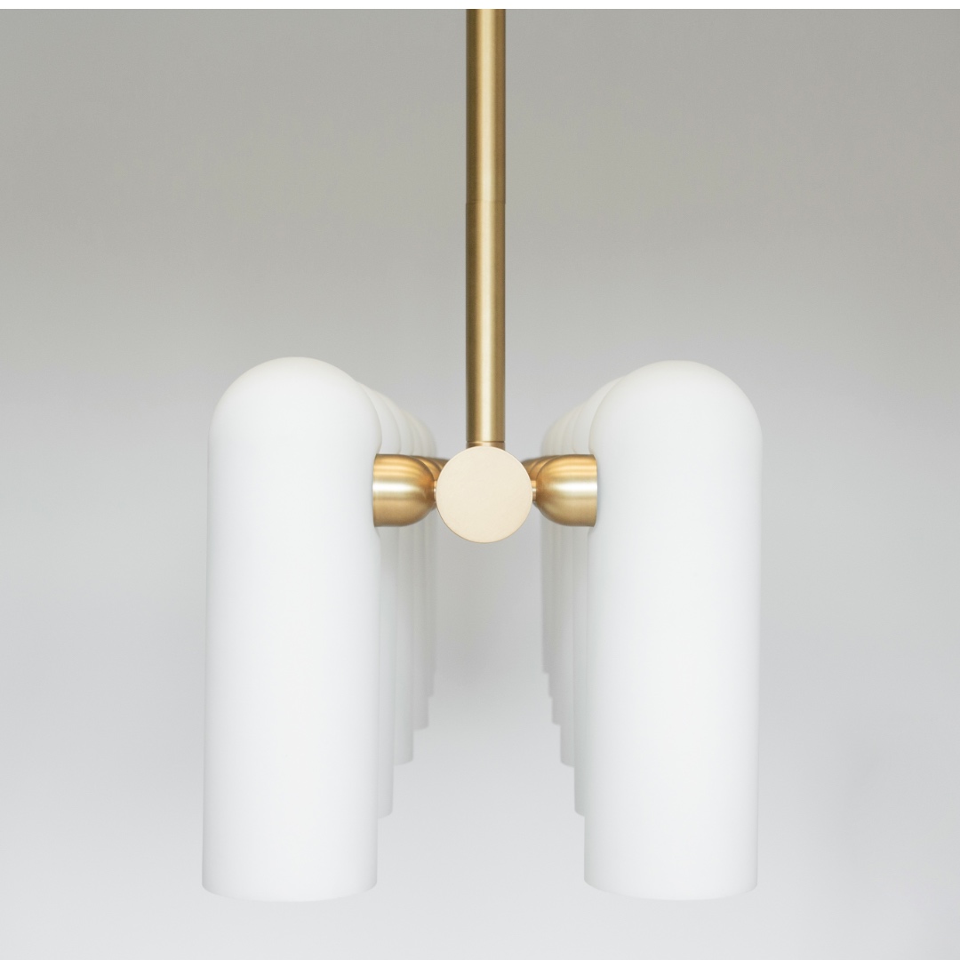 Eleganter Tisch-Leuchter ODYSSEY mit 12 Opalglas-Schirmen, ideal für Esstische, Bild 7