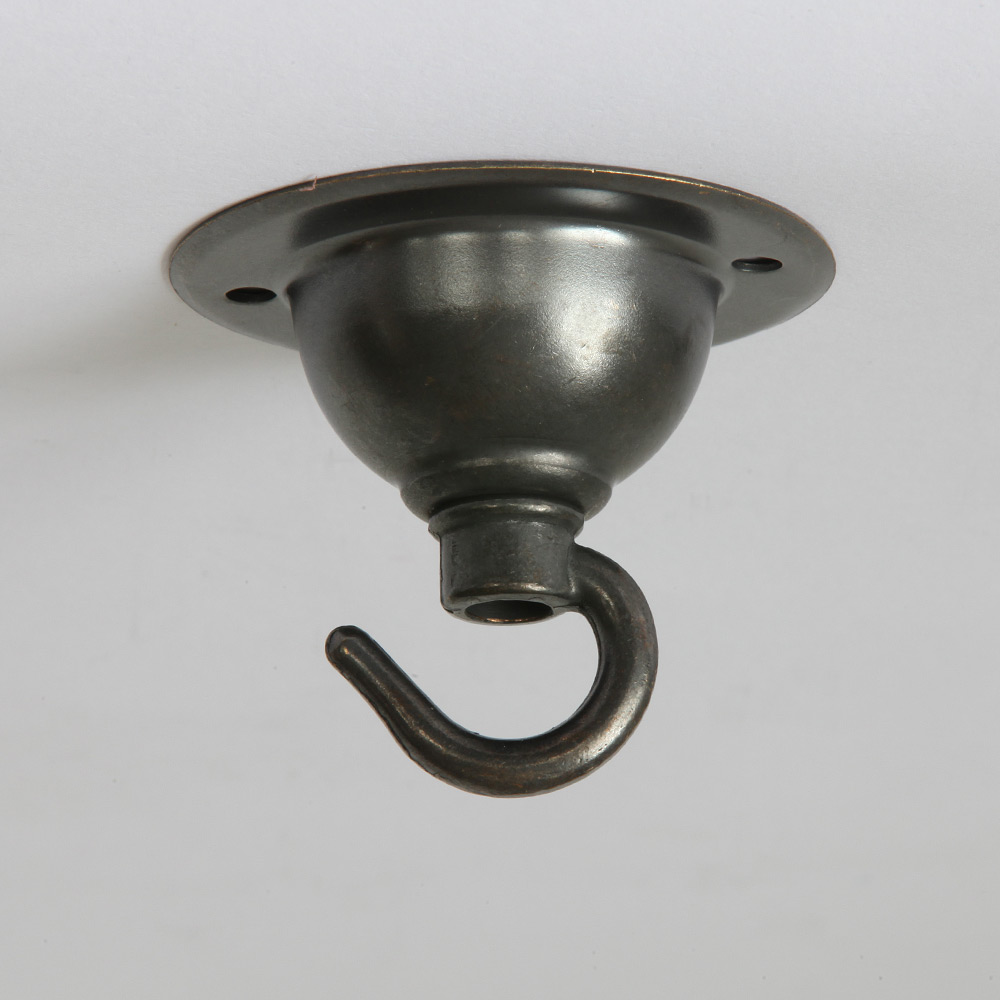Bild 5: Das kleine Bronzeguss-Deckenteil mit Haken (Ø 65 mm) Messingguss-Pendelleuchte mit Glas, Gitter (& Schirm): Das kleine Bronzeguss-Deckenteil mit Haken (Ø 65 mm)