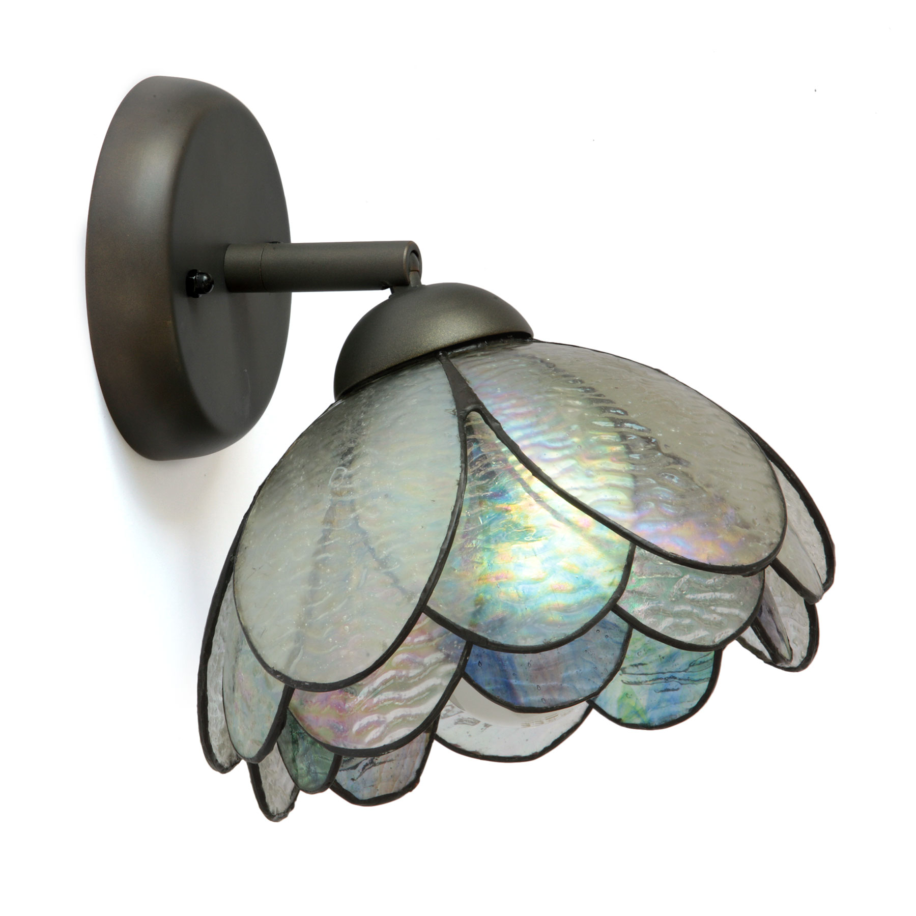 Wall Spotlight with Iridescent Petal Glass Shade Wall Spotlight with Iridescent Petal Glass Shade