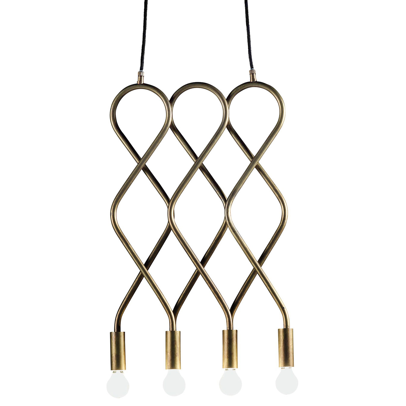 Vierflammige Design-Pendelleuchte aus Messing Vierflammige Design-Pendelleuchte aus Messing