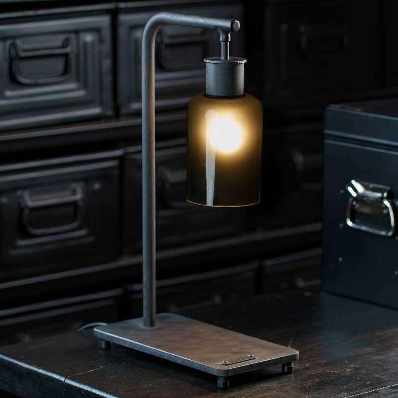 Forged Steel Table Lamp with Smoked Glass Cylinder TL4112