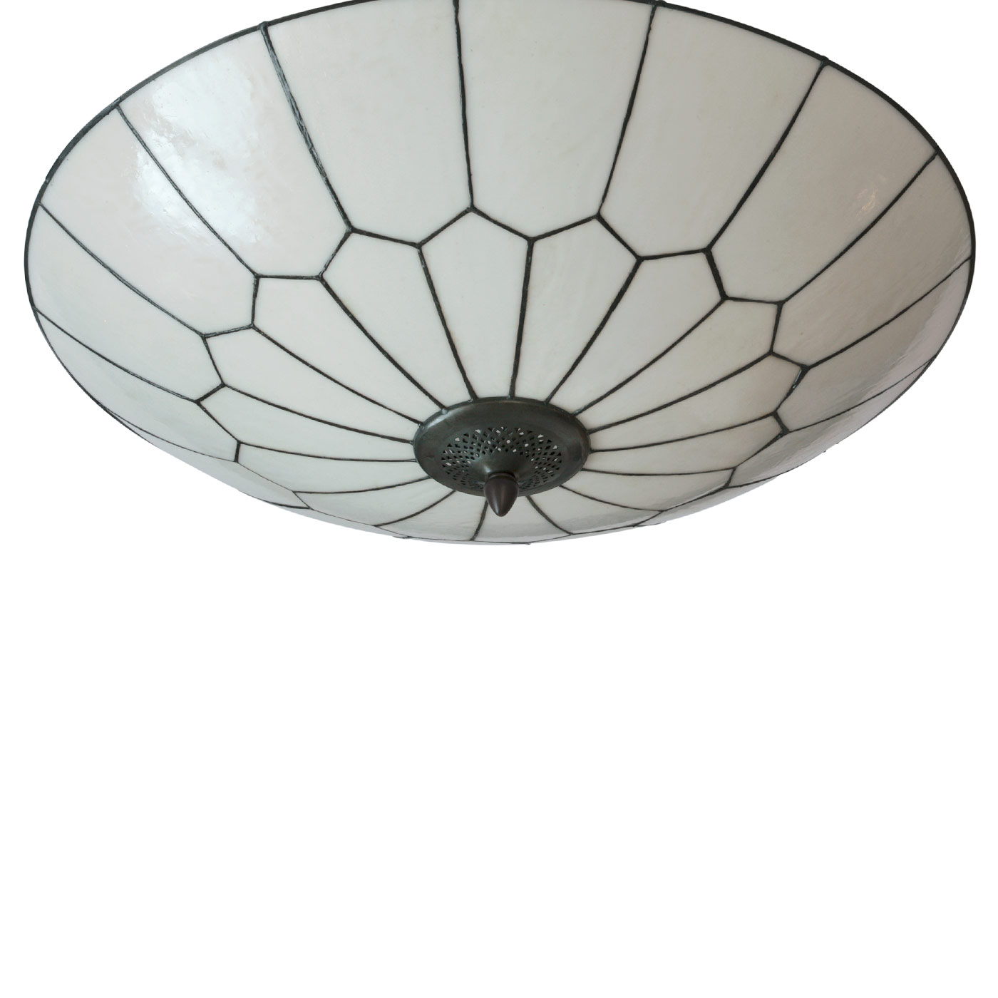 Runde abgehängte Art Déco-Deckenleuchte aus Tiffanyglas, Bild 3