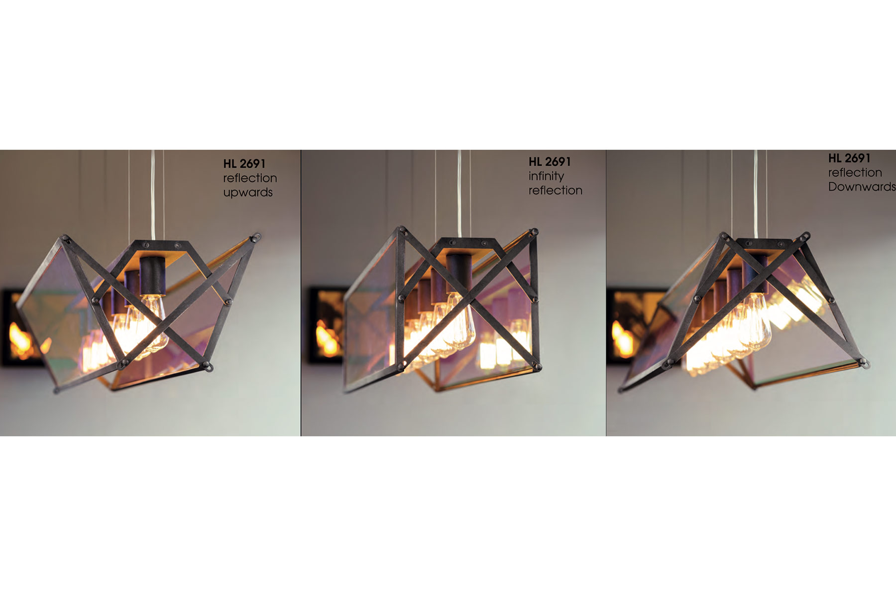 Farb- und Spiegeleffekte: Kasten-Hängeleuchte mit beweglichem Glas HL2691, Bild 6