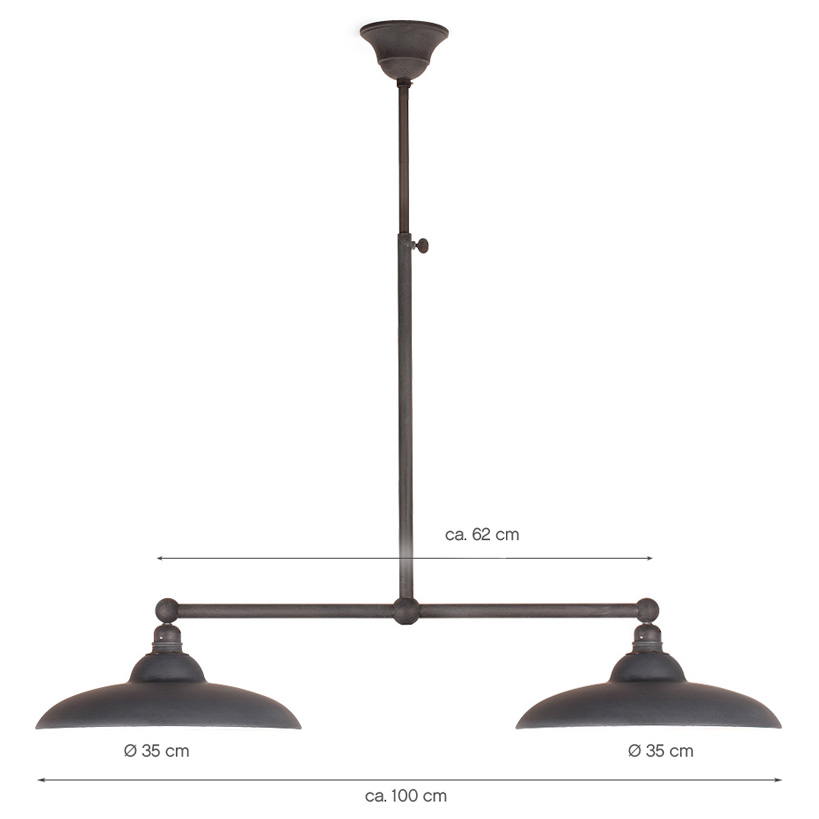 Stabpendel-Balkenlampe für Esstische, mit zwei Schirmen, Bild 12 Stabpendel-Balkenlampe für Esstische, mit zwei Schirmen, Bild 12