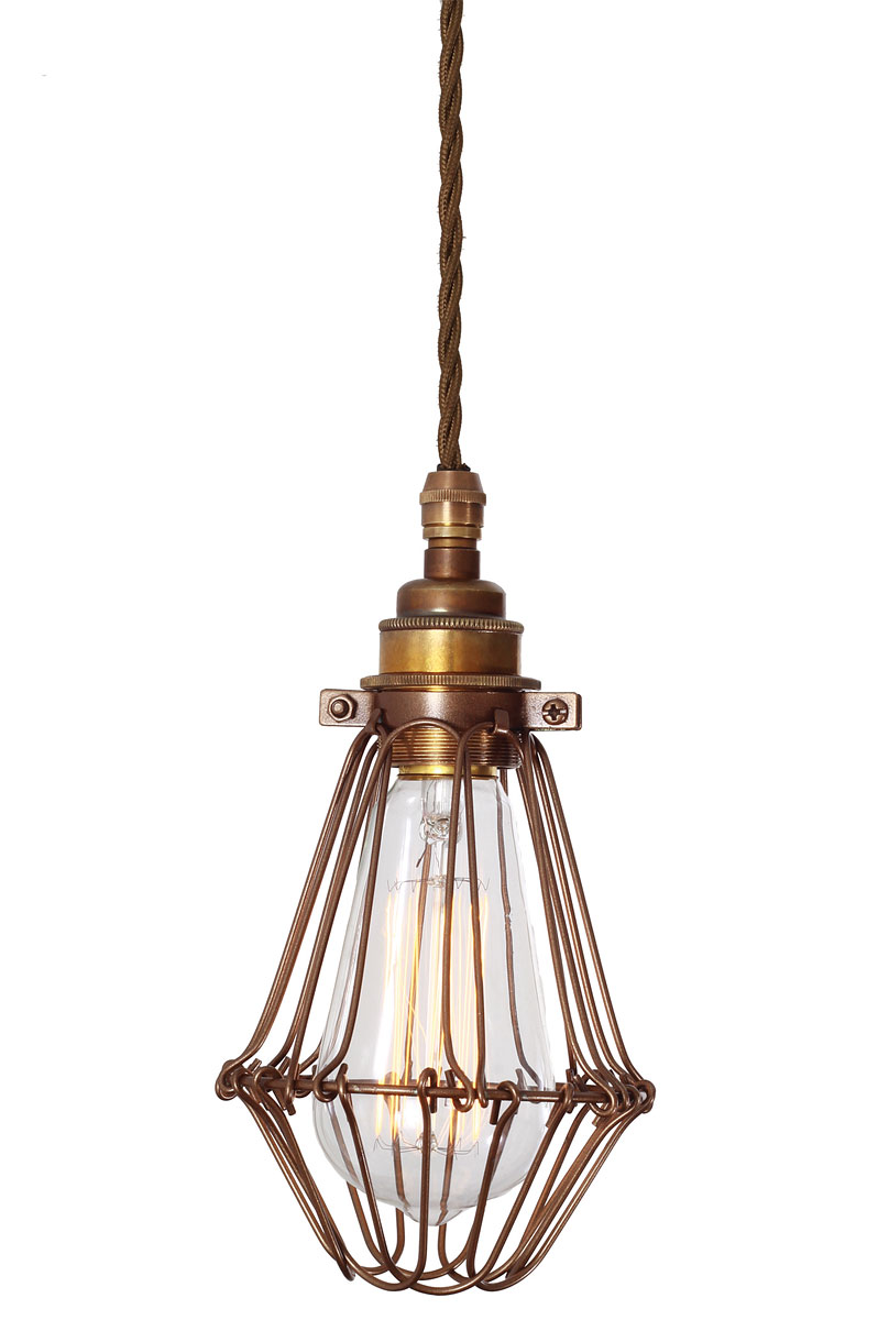 Industrial lampholder with protective grille in bronze