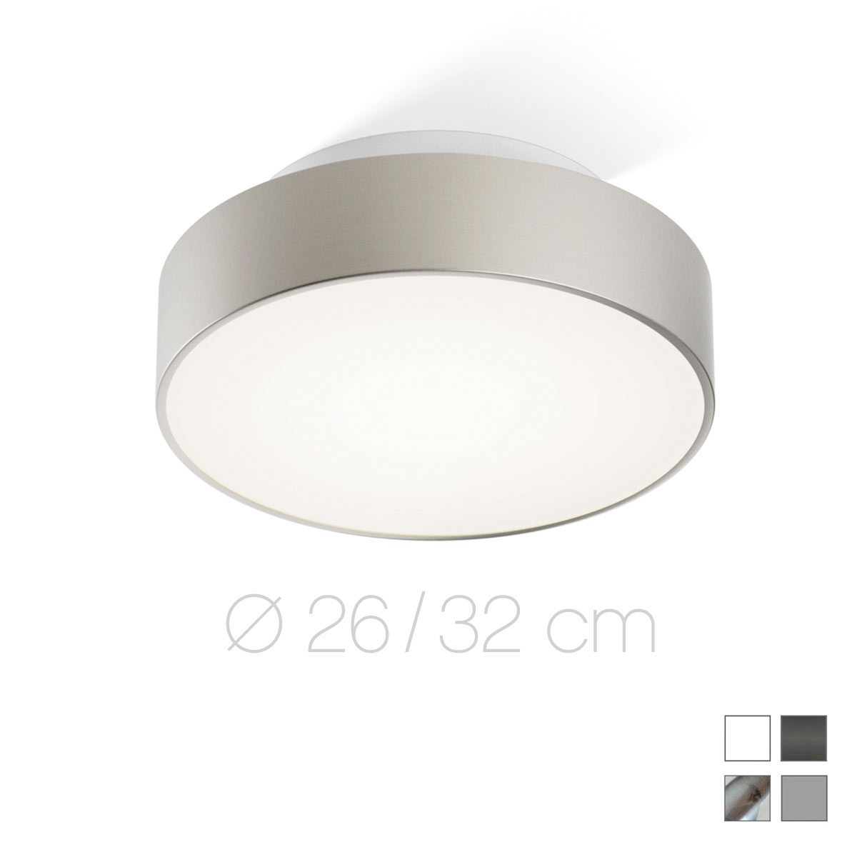 Puristische, kleine Bad-Deckenlampe JOIN LED, Durchmesser ab 26 cm