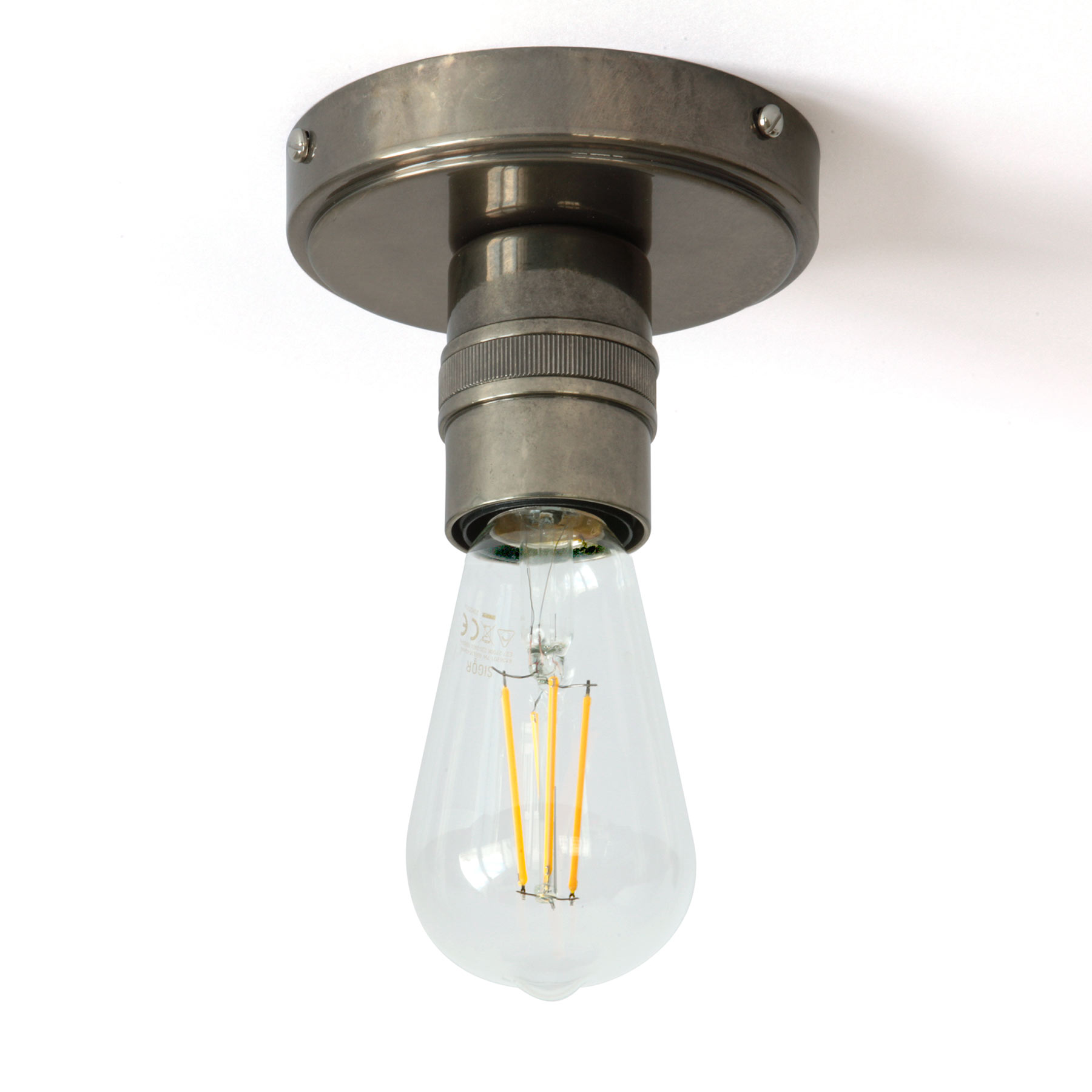 Timeless Bare Bulb Ceiling Fitting,  Brass or Copper, Ø 12 cm