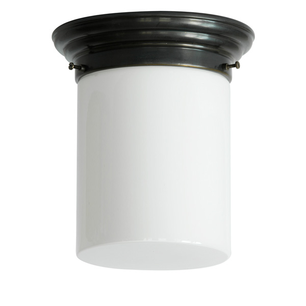 Art déco-Deckenlampe mit Zylinder-Opalglas Ø 16/21 cm Art déco-Deckenlampe mit Zylinder-Opalglas Ø 16/21 cm