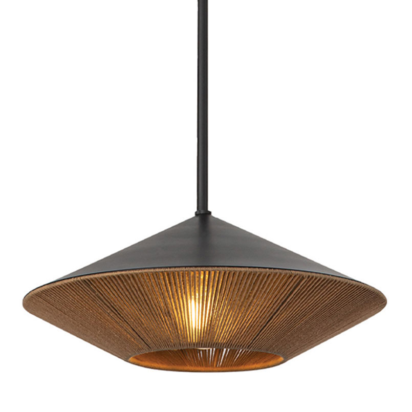 Simple Pendant Light with Hemp Rope Details, Ø 38 cm