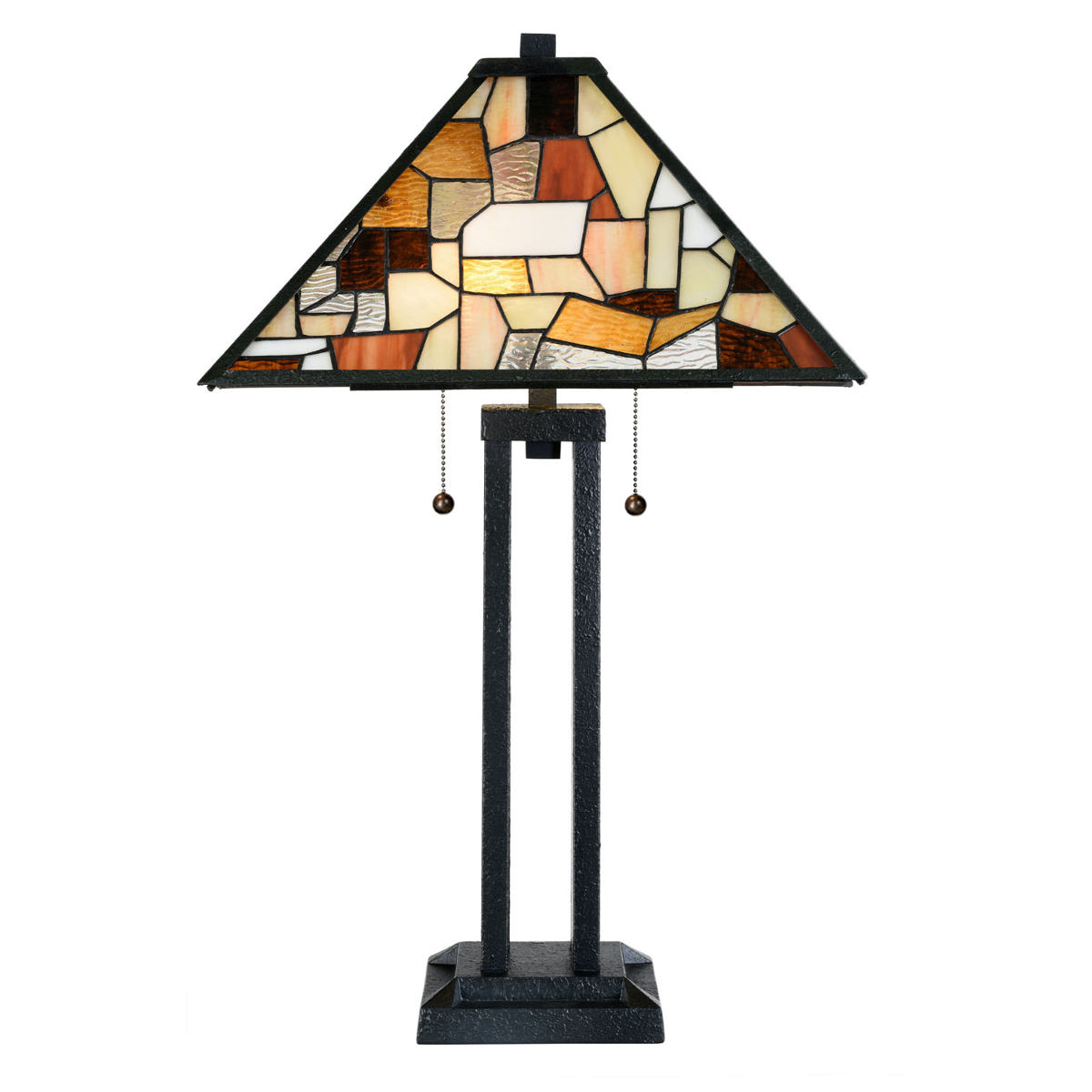 Table light with abstract Tiffany glass shade