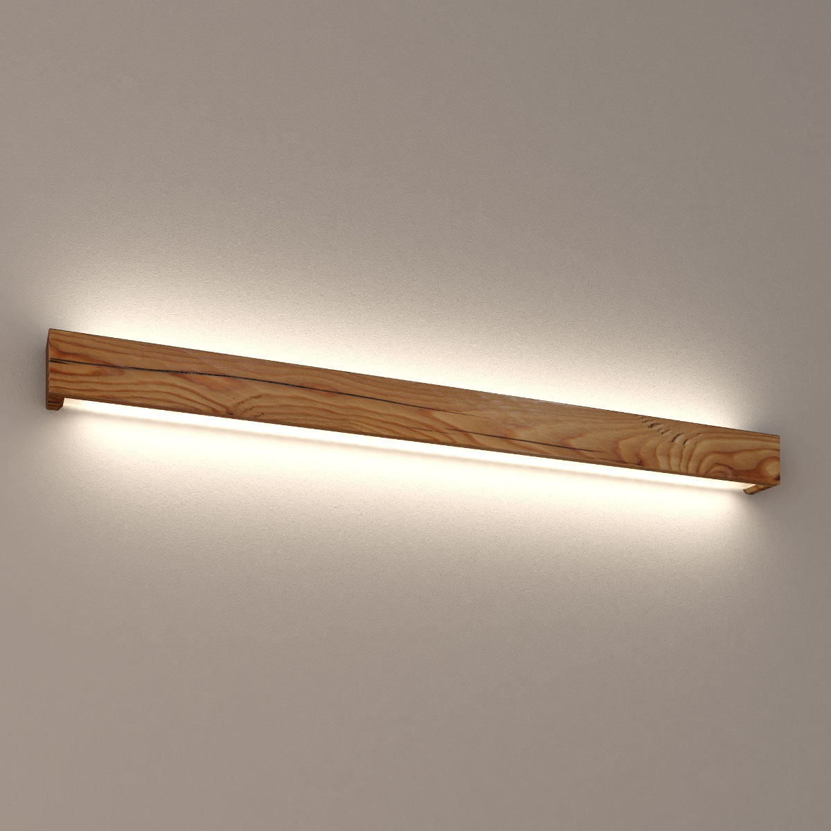 Beam wall light made of solid wood (width 91 cm)